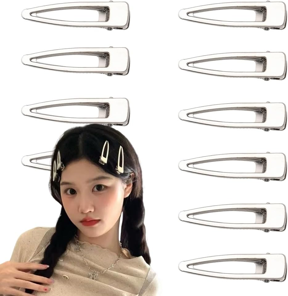 Silver Alligator Hair Clips Y2K Metal Clips for Hair Alligator Barrettes Duck Billed No Bend Hair Clips for Women Girls No Crease Hair Pins Hairpins Hairclips 10 PC Minimalist Hair Accessories