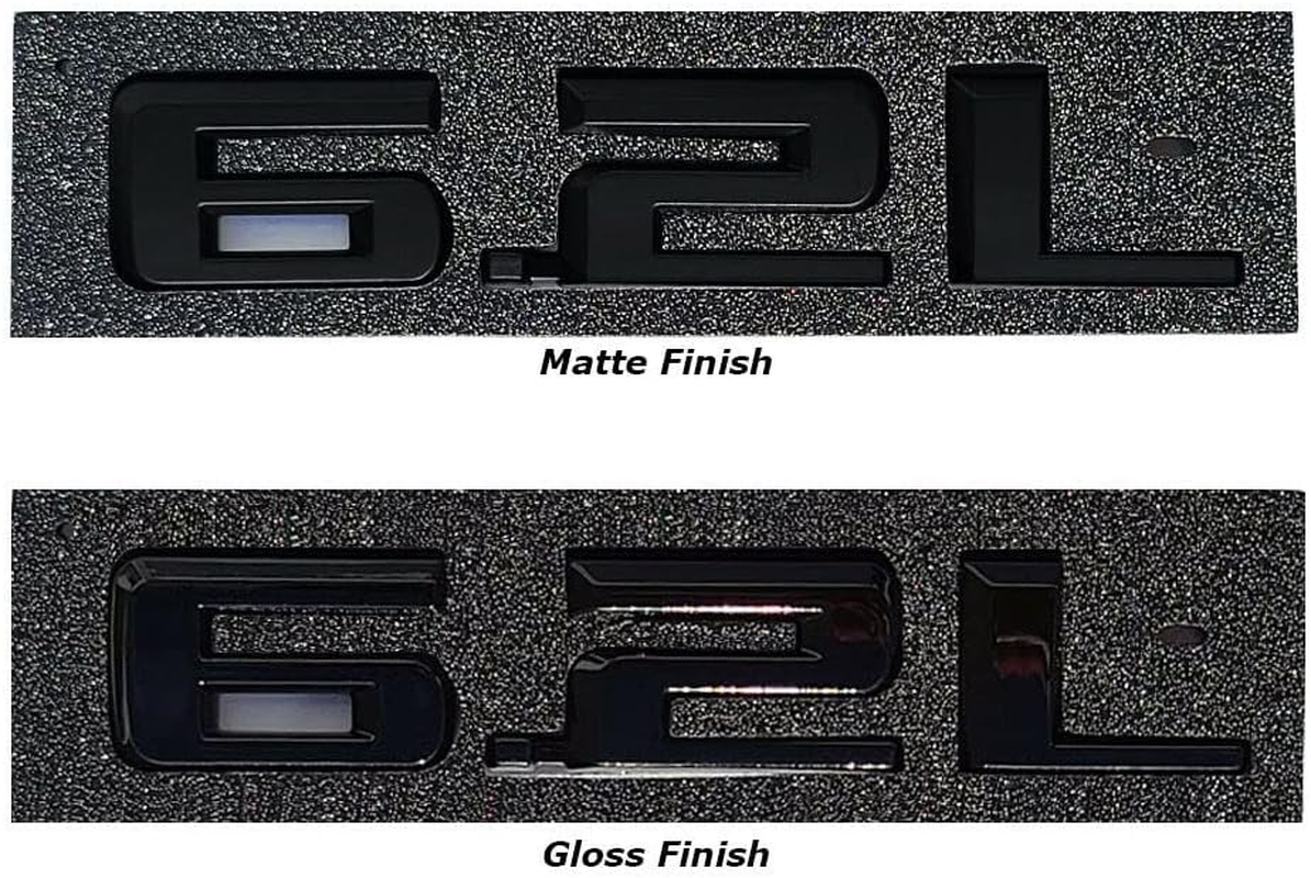 2Pcs 6.2L Emblems 3D Hood Badge Logo Compatible Replacement for Silverado 1500 2500HD (Glossy Black), 345Z171DU-1 image number 2