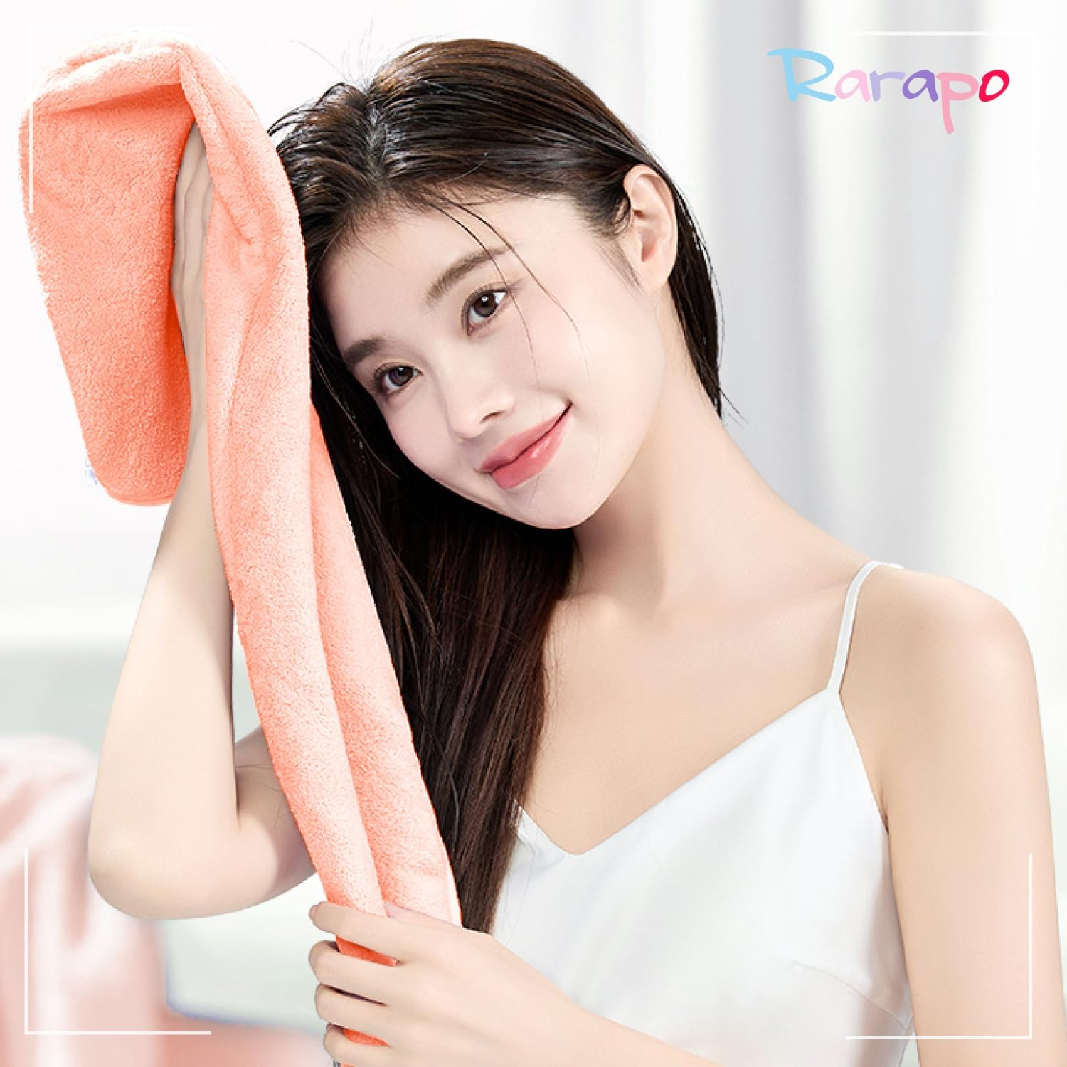 Rarapo Hair Drying Towel, Gentle on Hair, Quick Drying, Hair Turban, Lightweight, Microfiber, Hair Towel, Water Absorption, 5 Times, Room Drying, Fluffy, Soft, Comfortable Hair Towel, Dry Cap, Approx image number 3