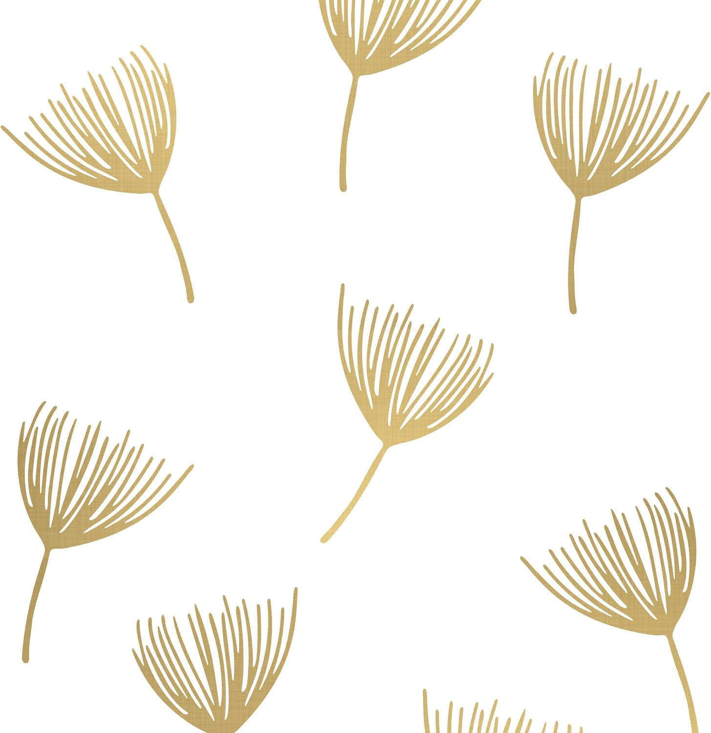 SHYJSHYJ a Room with Metallic Gold Vinyl Flowers Wall Decals, Peel and Stick Modern Floral Dandelion Pappus Stickers for Bedroom Livingroom Home Wall Art Decor image number 4