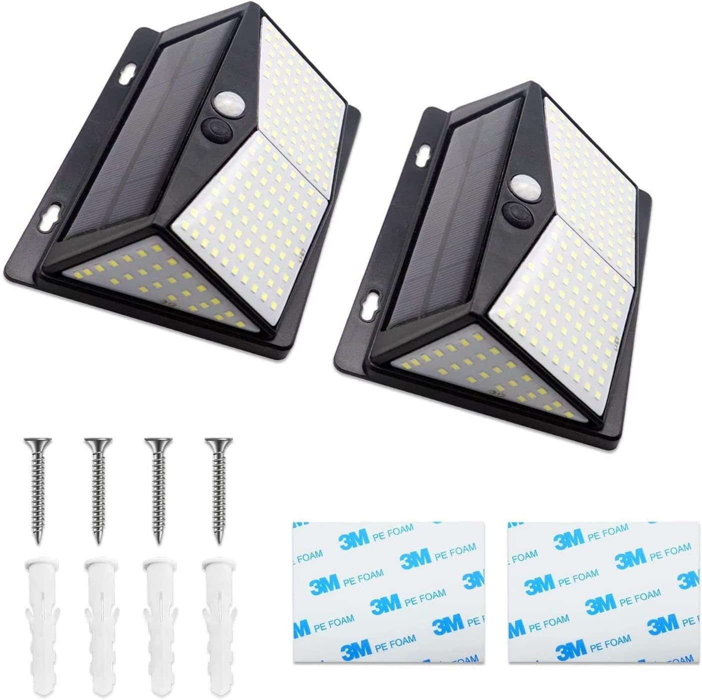 Solar Lights, 2 Pack 208 LED Solar Lights Outdoor, 3 Modes 270&deg; Solar Powered Lights, IP65 Waterproof Solar Motion Sensor Lights for Garden, Patio, Yard, Home