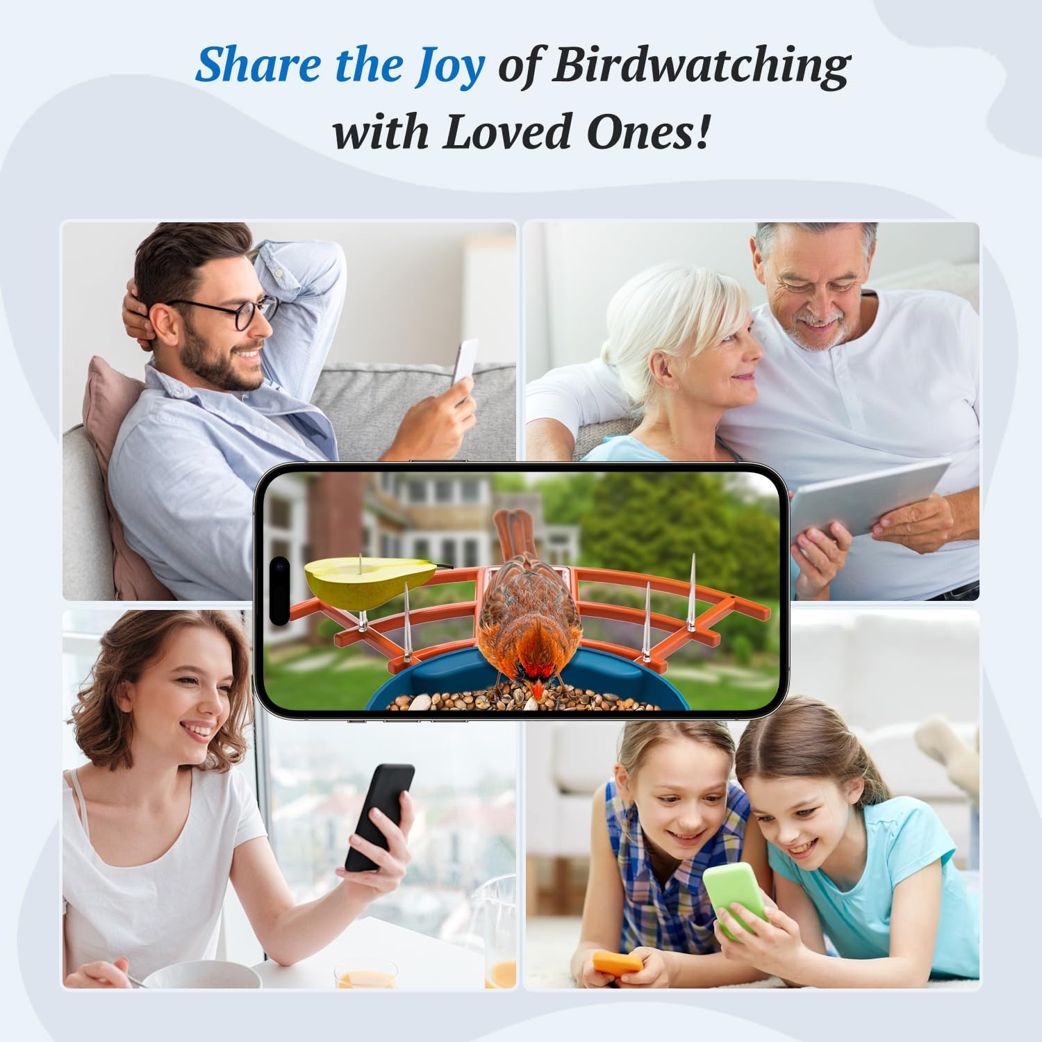 DOCOON Smart Bird Feeder with Camera, 2K HD AI Identify Bi RDS Species, Bird Watching Camera with Solar Panel, Auto Capture Bi Rd Videos & Instant Notifications, Ideal Present for Bi Rd Lover - A-Blue image number 6