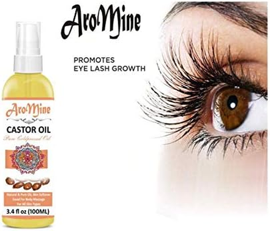 Aromine Castor Oil Pure & Natural, Cold Pressed Organic, Therapeutic Grade Hexane Free for Hair Growth, Face & Skin 100Ml) Hair Oil-(100Ml) (100 Ml)