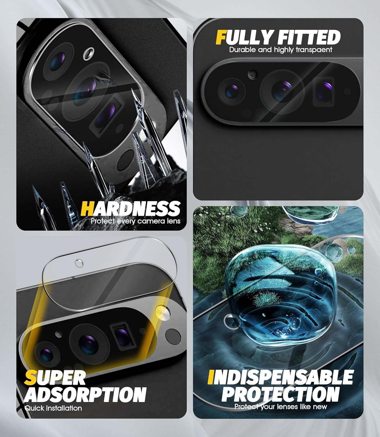 (3 Pack) Camera Lens Protector Compatible for Google Pixel 9 Pro 6.3 Inch (Not for XL Model) Case Friendly Tempered Glass 9H High Definition Microphone Cutout Anti-Scratch image number 3