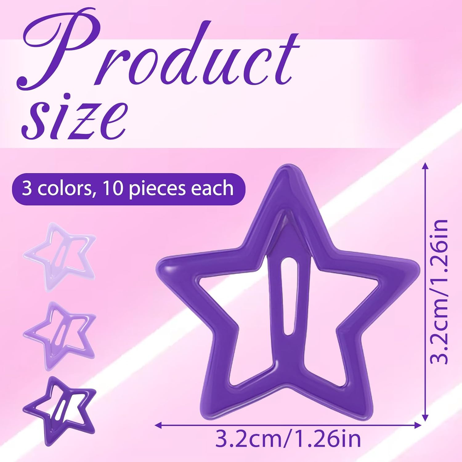 Lnngub 30 Pcs Purple Star Hair Clips,Small Star Clips Purple Snap Barrettes with Non-Slip Stars Clip Y2K Stars Barrettes for Girls and Women image number 2