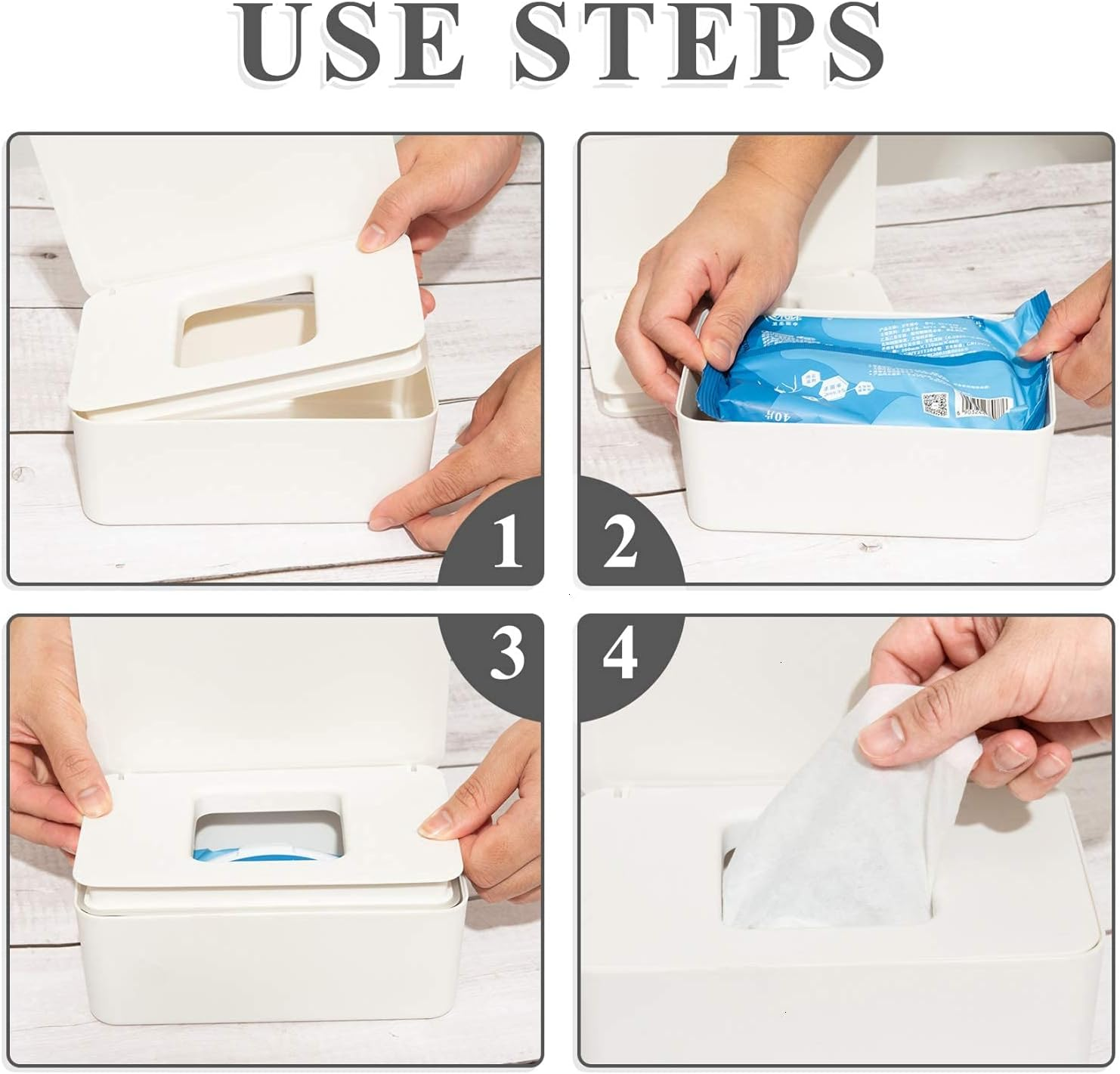 Baby Wipe Dispenser, Baby Wipes Case, Baby Wipe Holder Keeps Diaper Wipes Fresh, Easy Open & Close Wipe Container with Non-Slip Feet - Grey image number 2