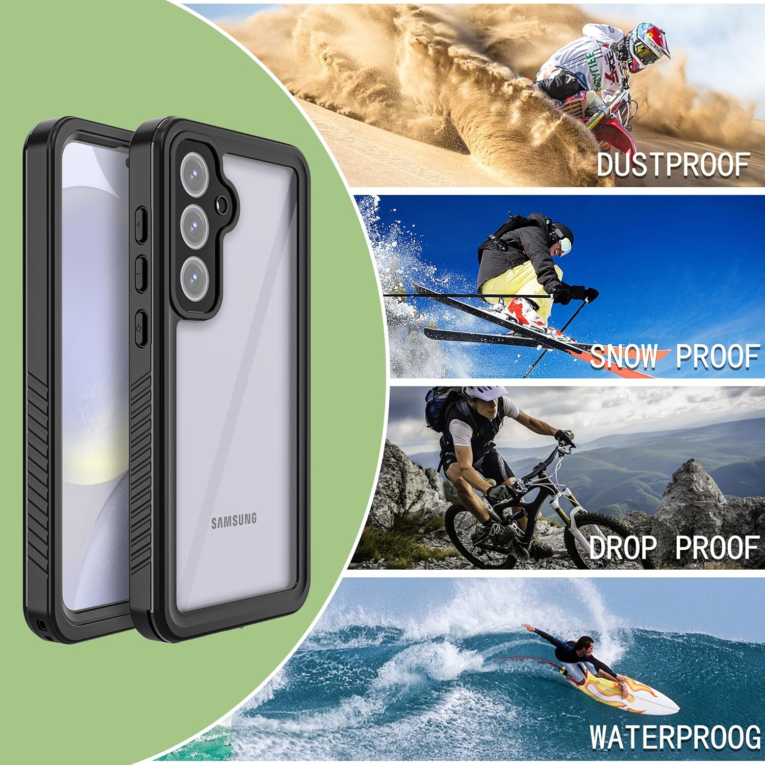 SIYOPINPFY Case for Samsung Galaxy A32 5G Case, IP68 Waterproof Dustproof Shockproof Cases, 360 Full Body Protective Heavy Duty Rugged Front/Back Phone Cover for Samsung Galaxy A32 5G Black image number 5