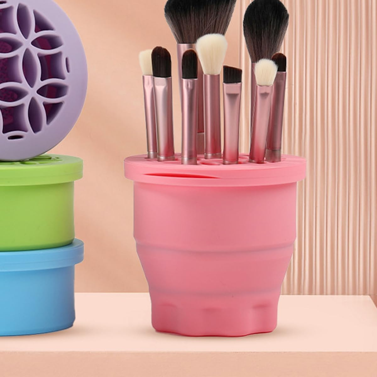 Enwye Silicone Makeup Brush Cleanerfoldable Cleaning Bowl for Makeup Brushes and Sponges image number 4