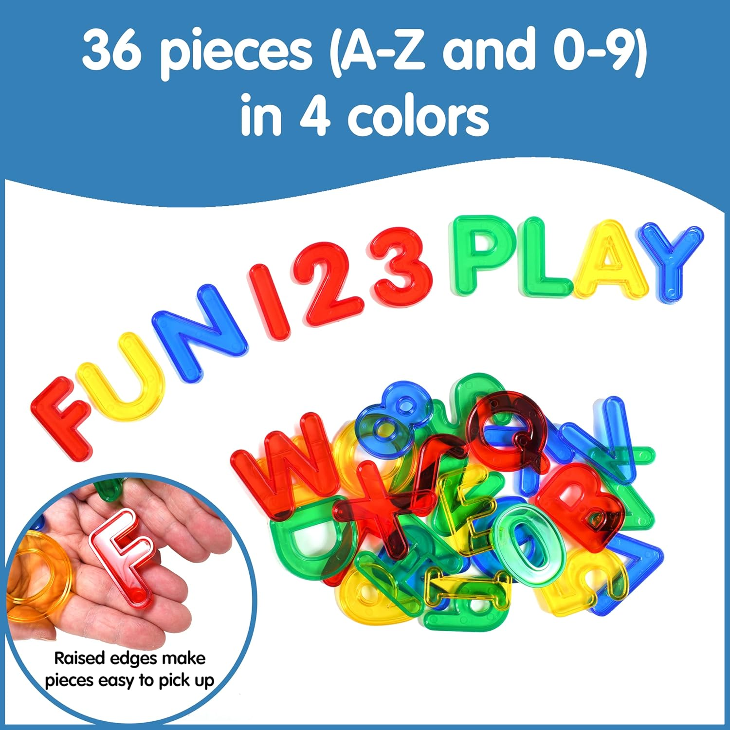 Edx Education Transparent Letters and Numbers Set - Mini Jar - Colorful, Plastic Letters and Numbers - Light Box Accessory - Sensory Play image number 3