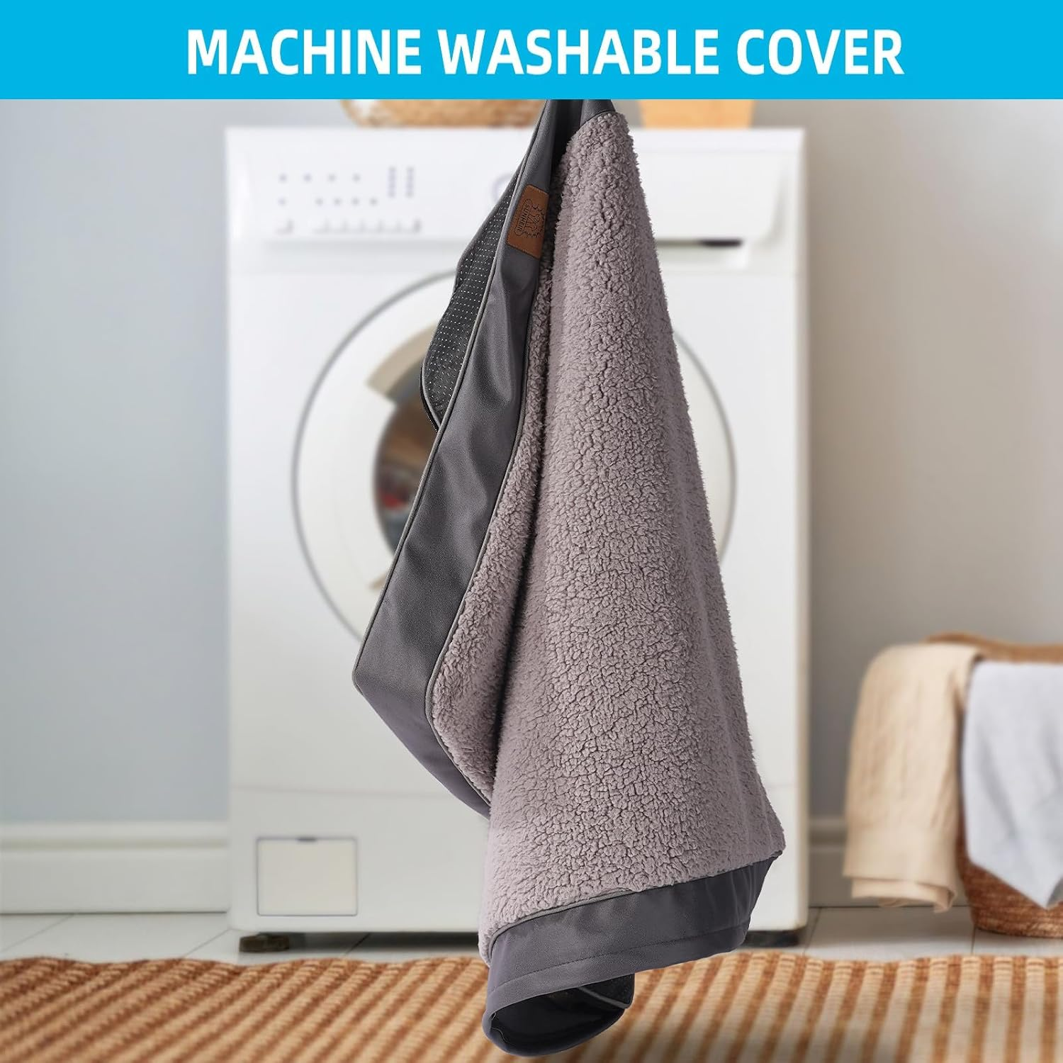 Orthopedic Dog Bed for Large Dogs - Big Waterproof Dog Crate Bed with Removable Washable Cover, Egg Crate Foam Support, Anti-Slip Bottom, Deluxe Plush Pet Bed Mat (Grey) image number 5