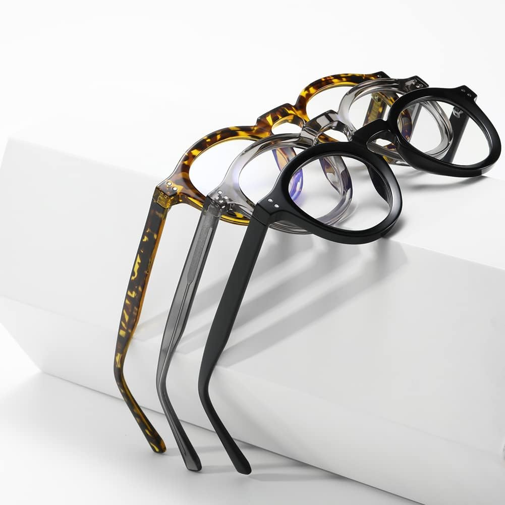 Kachawoo Blue Light Blocking Eyeglasses Frame Vintage TR90 Leopard Glasses Blue-Ray Eyewear for OL Classic Korean Style Frames - Bright Black Frame image number 2