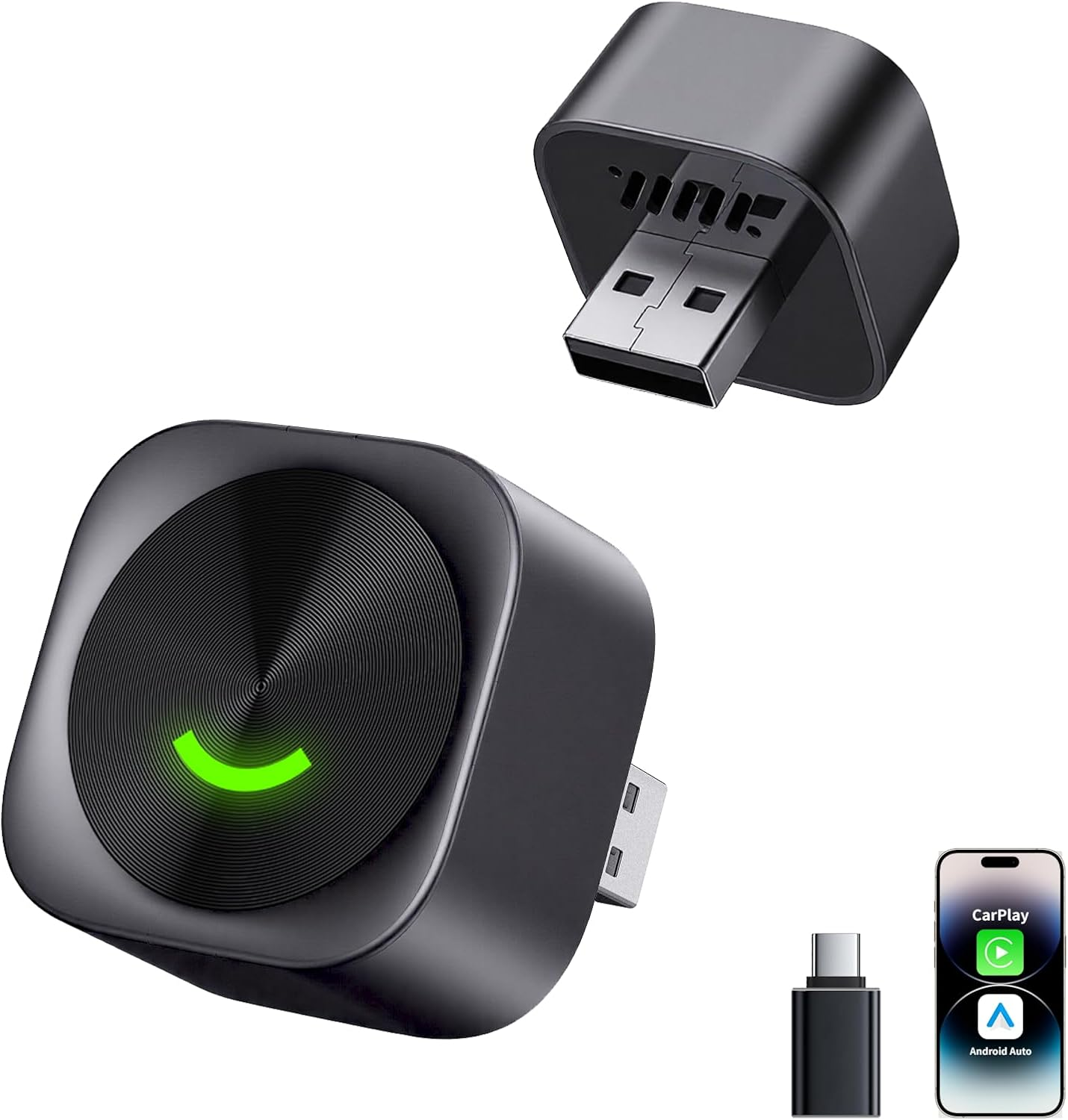Wireless Carplay Adapter for [Iphone & Android], 50% Smaller, Ultra Compact, Fast & Stable Seamless, 5Ghz Wifi, Plug & Play, Wired to Wireless, 2 in 1 Android Auto Adapter for 2016+ Cars image number 3