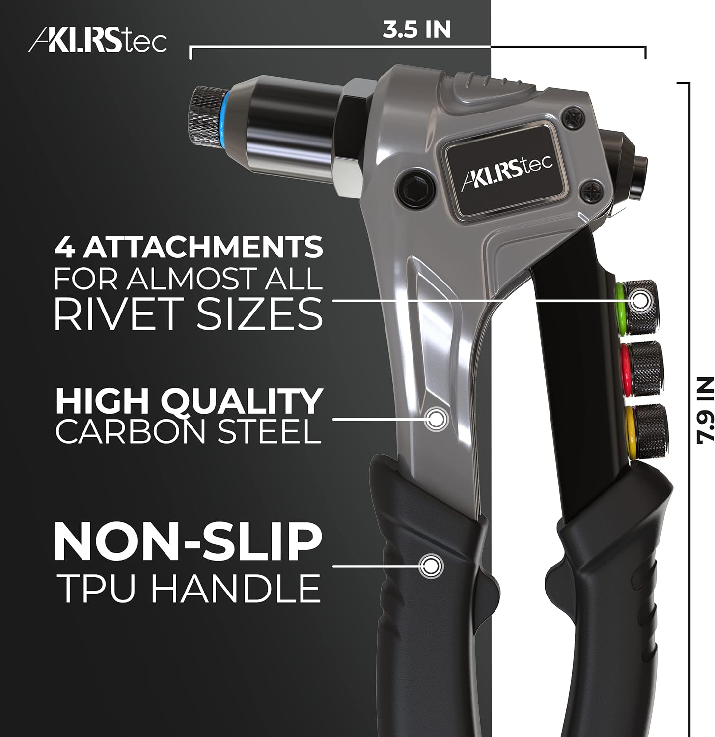 Klrstec Professional Rivet Gun Kit Incl. 120 Pop Rivets and 4 HSS Drills - Pop Rivet Tool Kit for Processing Blind Rivets image number 4