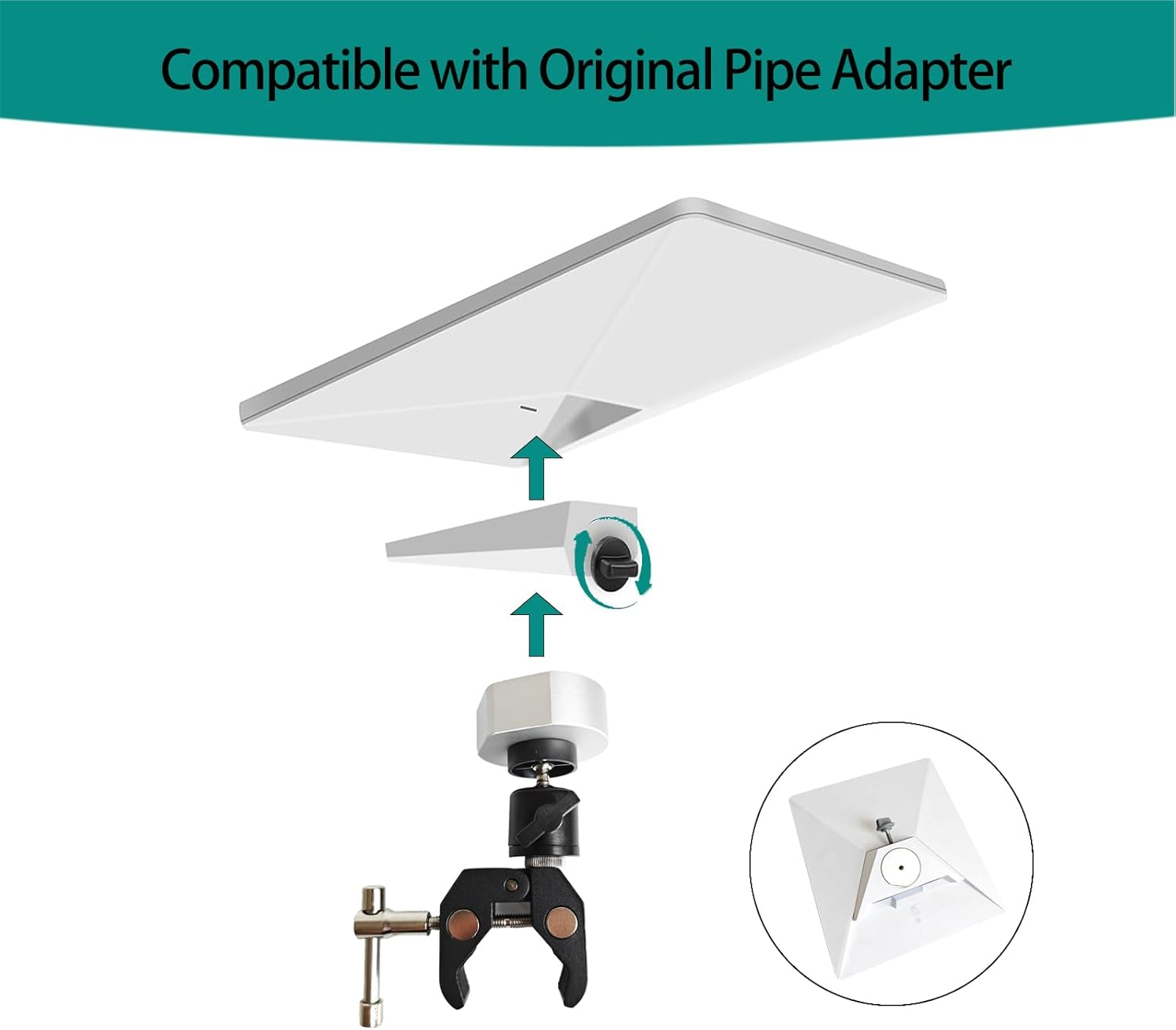 Starlink Mini Mount,Clamp Pole Mount Fits Rvs Yachts Go-Karts and Car Roof Racks，Adjustable Angle Starlink Mini Accessories Compatible with Original Pipe Adapter image number 3