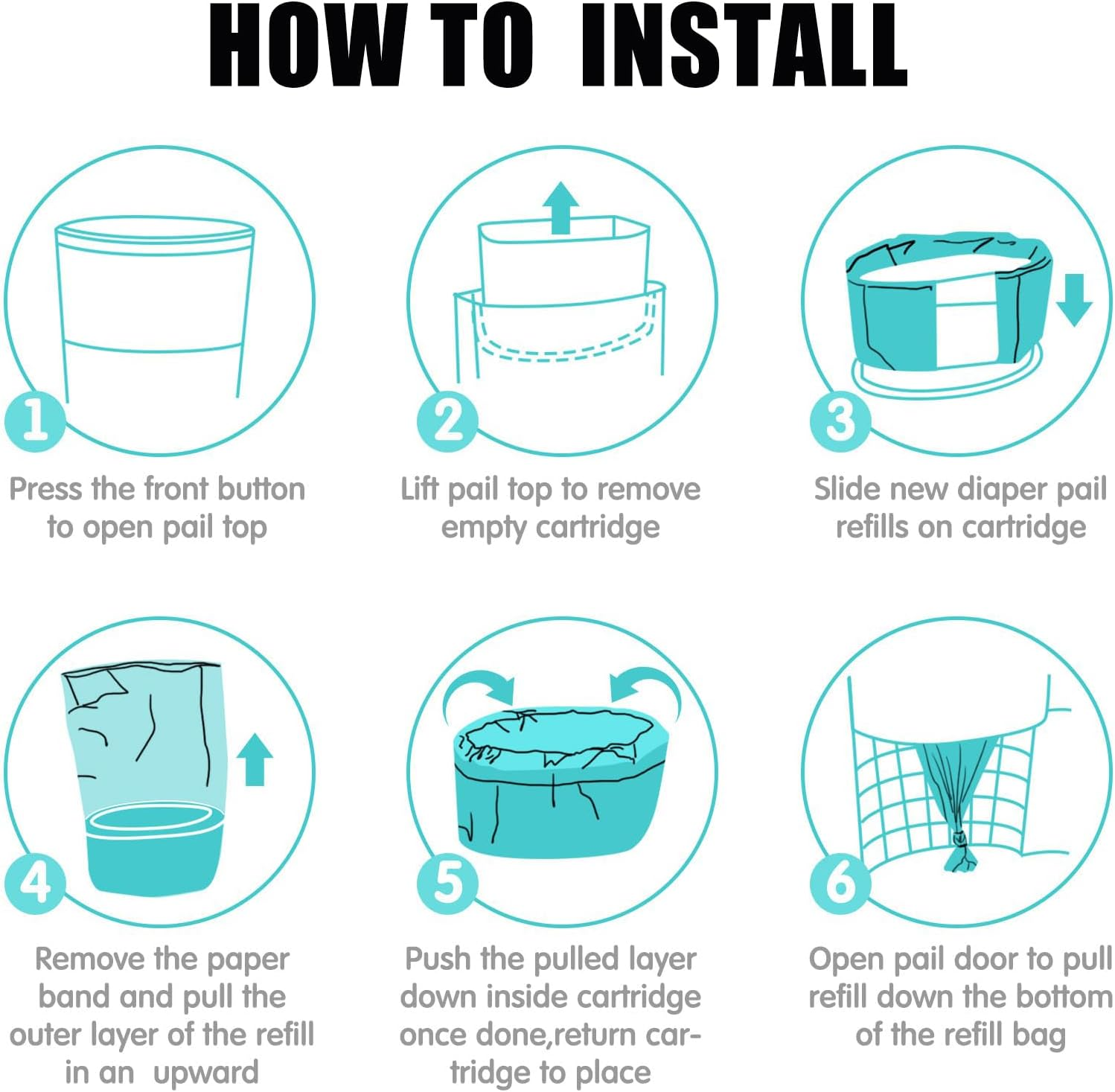 8 Pack Disposable Nappy Bin Liners Refill Bags,Diaper Pail Liner Compatible with KORBELL 16L Disposal Nappy Bin Bag (Green) image number 3