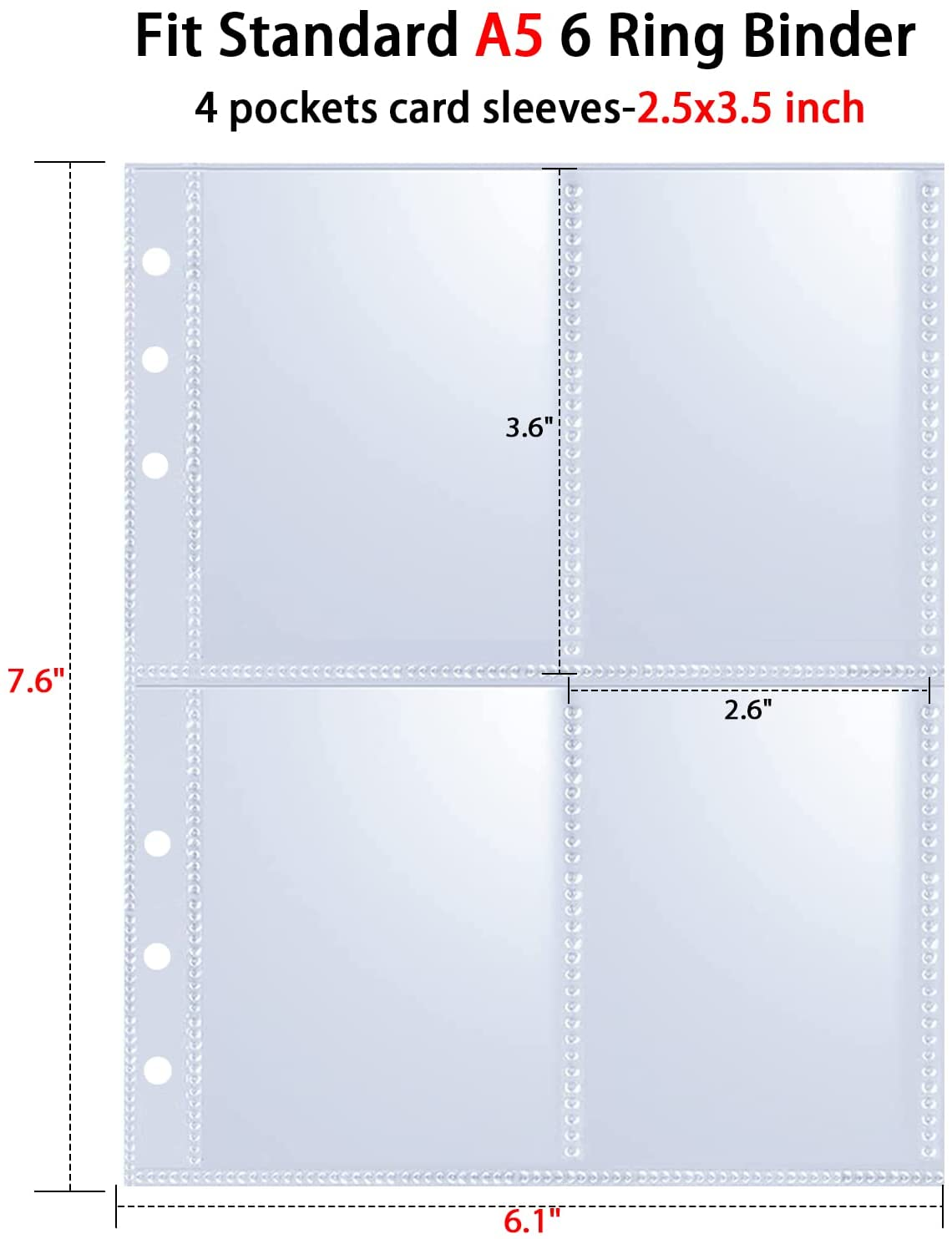 40 Pack 320 Pockets 2.5X3.5 Inch Trading Card Sleeve Pages for Game Cards, Photocard- Double-Sided 4 Pocket Page Protector,Ultra-Clear Kpop Photocard Sheets for A5 6 Ring Binder image number 2