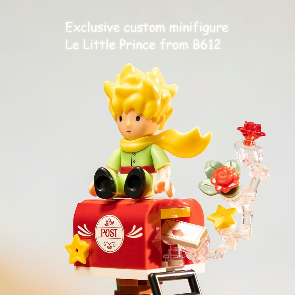 PANTASY Le Petit Prince Rose Mailbox Building Block Set, Creative DIY Flower Display with Rotating Globe Dome, Collectible Model Kit for Adults and Kids, Gift Idea for Le Petit Prince Fans image number 1
