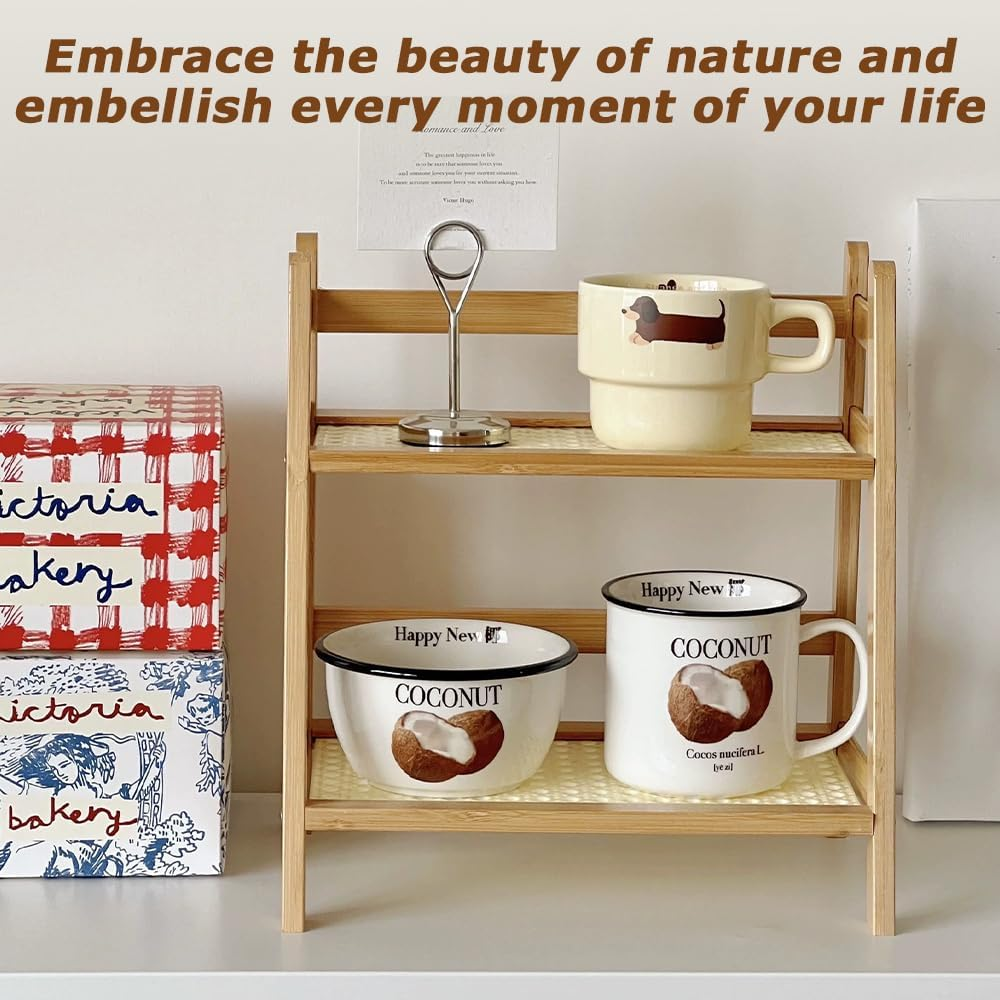 Double Layer Storage Rack with Durable Mayerial, Portable Kitchen Accessories Holder, Bamboo Desk Organizer, Durable & Minimalist Design for Home, Office, Dormitory image number 1