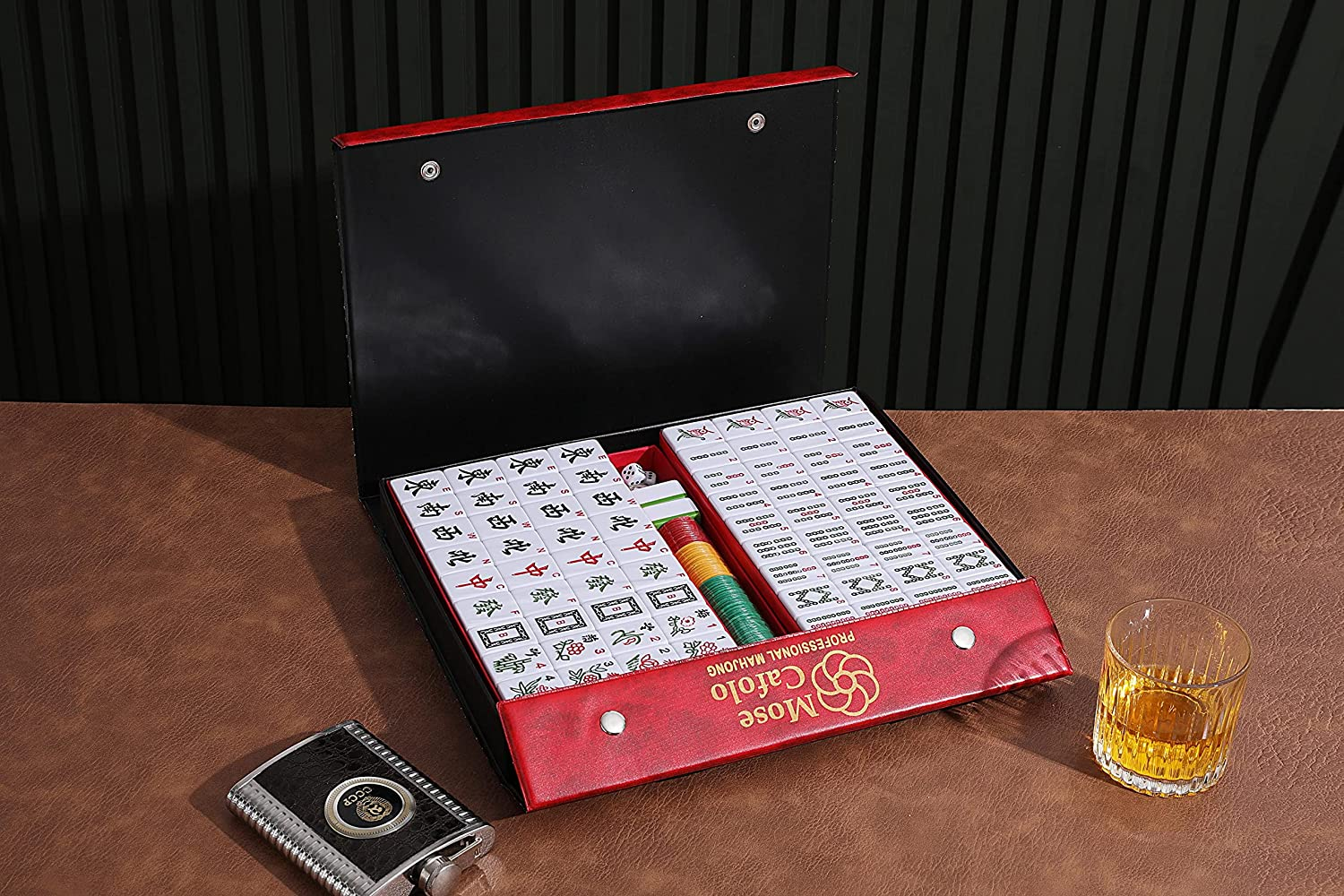 Mose Cafolo Professional Chinese Mahjong Set 144 Numbered Melamine Large Size Tile with Carrying Travel Case, English Instraction, Complete Mahjong Game Set (Majiang, Mah-Jongg, Maj Jongg, Ma Jong) image number 2