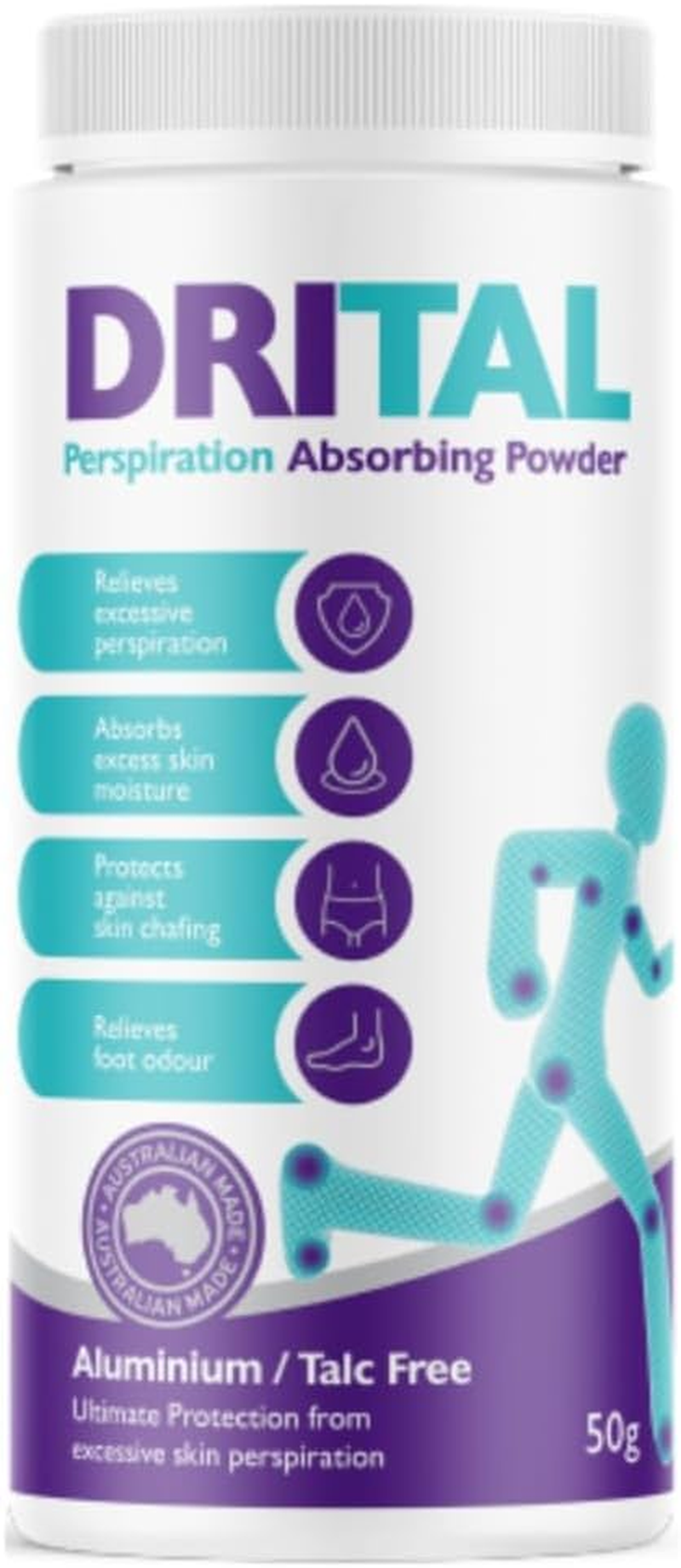 Drital Perspiration Absorbing Powder 50 G - Clinical Strength Antiperspirant Powder for Hyperhidrosis & Excessive Sweating