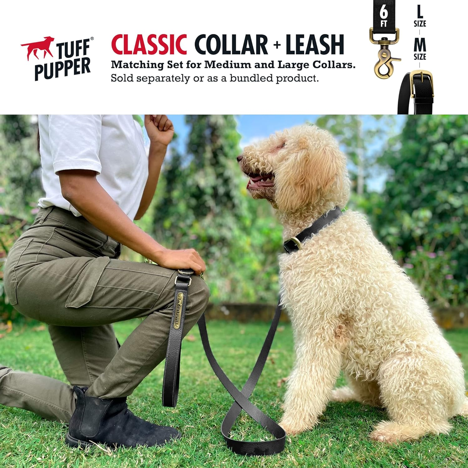 Tuff Pupper Lifetime Heavy Duty Classic Dog Collar | 10X Stronger than Leather | 100% No Absorption Waterproof | No Stink Odor Free | Rust-Proof Brass Hardware | Convenient Sizing for All Breeds