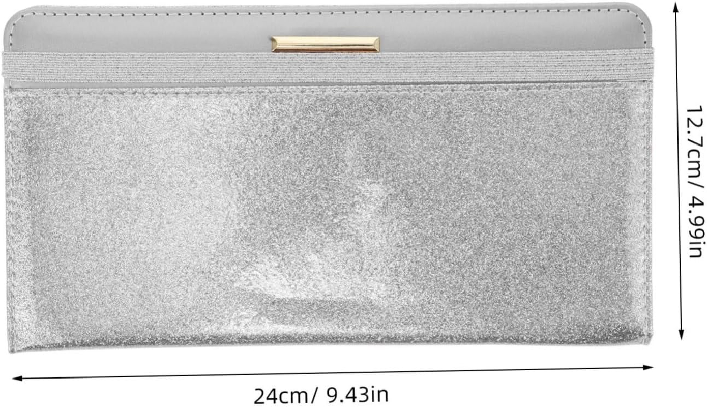 VALICLUD Passport Wallet for Women Glitter Pu Leather Multiple Pockets for Travel Car Insurance and Registration Holder Large Capacity Card Organizer - Grey image number 3