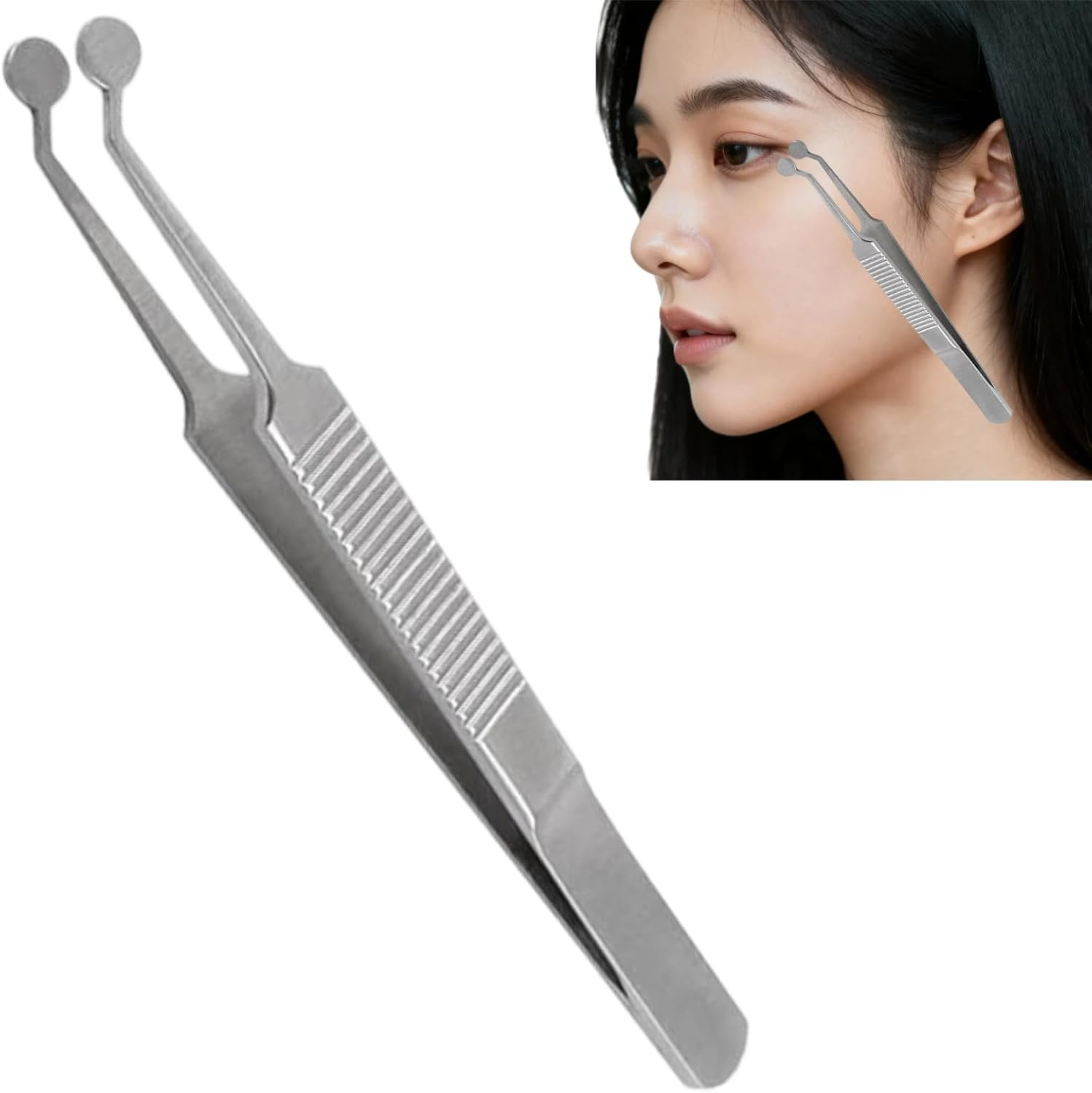 Abeillo Meibomian Gland Expressor Stainless Steel Massage Tweezers,Eyelid Gland Blockage Unblocking Tools, Stainless Steel Eyelid Massage Tweezers-Round Tip for Dry Eyes image number 3