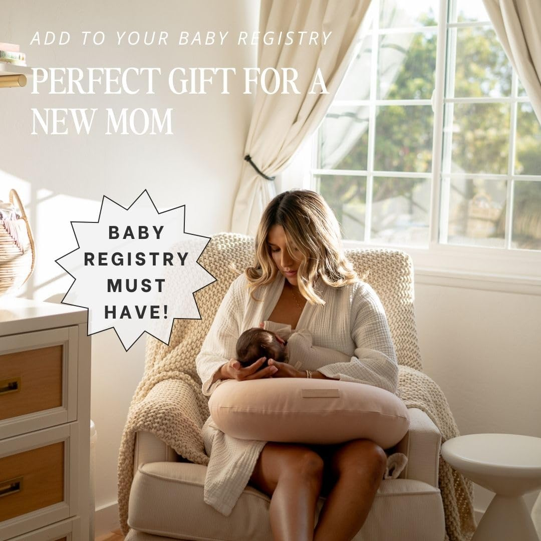 Butterr Natural Breastfeeding Pillow, Nursing and Posture Support, Plant Based Cushion with Organic Cotton Removable Cover (Wheat) image number 4