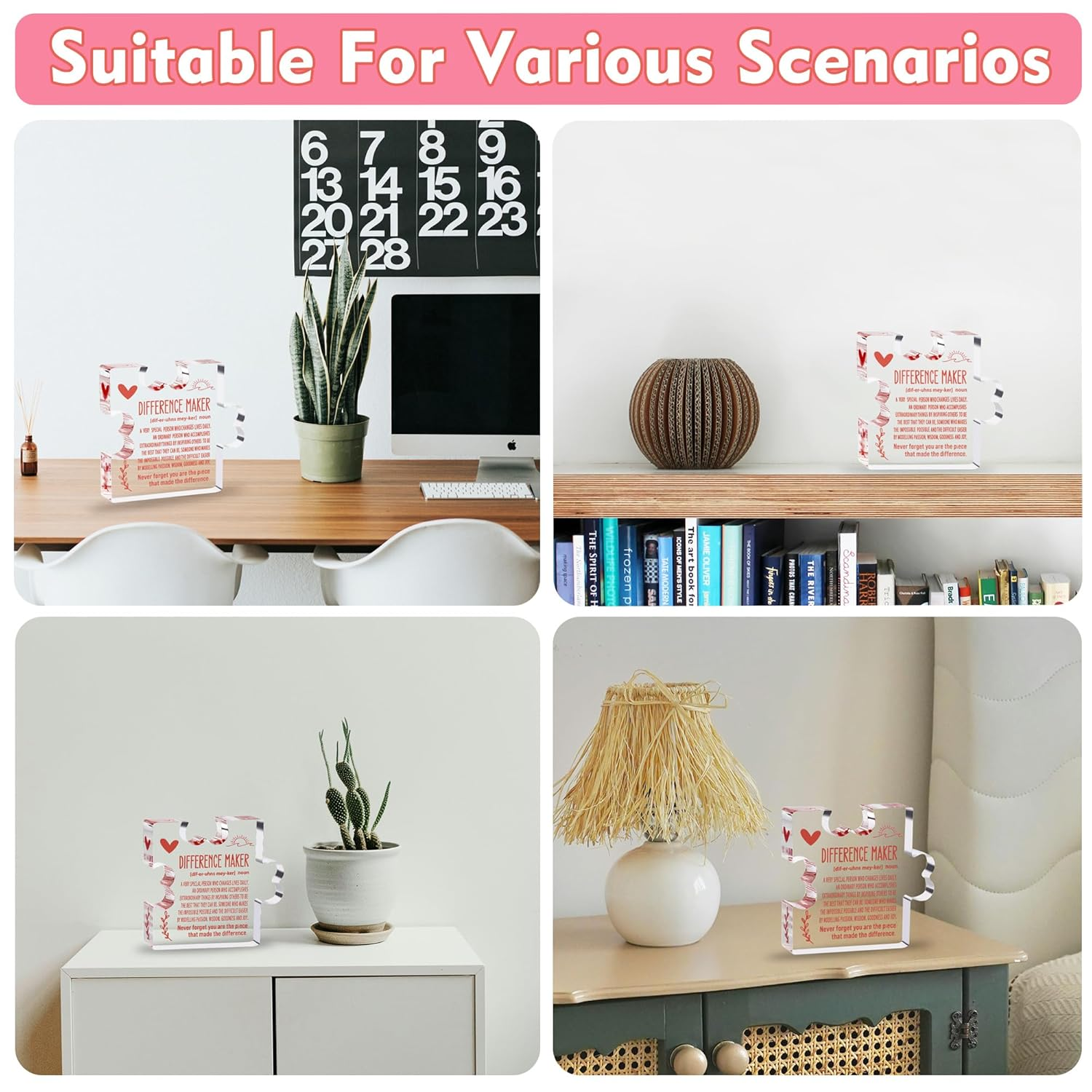 Difference Maker Gift, Thank You Gifts for Mom Boss Leader Mentor, Teacher Retirement Gifts for Women, Appreciation Gifts for Coworkers, Clear Acrylic Office Desk Decor Sign (Difference Maker) image number 3