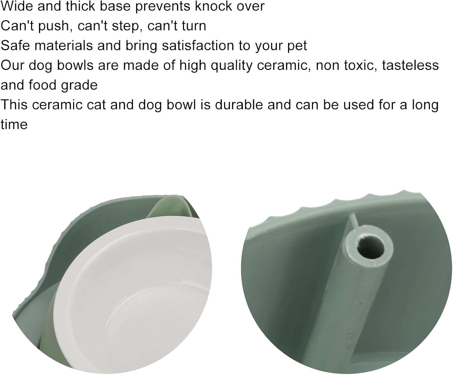 Ceramic Cat Food and Water Bowl, Kitty Bowl, Cat Dish, Ceramic Pet Bowl Set Food Grade anti Double Food Water Bowls for Cats Dogs Kittens and Puppies(Green) image number 1