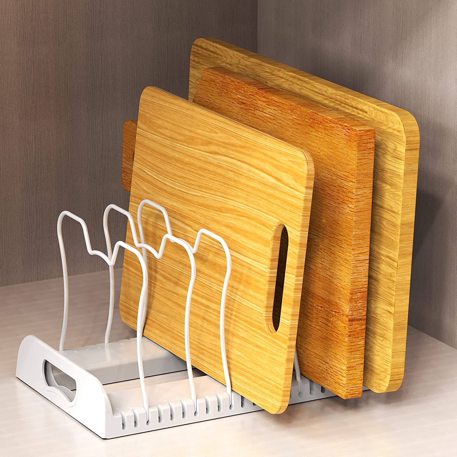 Simplehouseware Adjustable Pan Organiser Rack with 7 Compartments, White image number 5