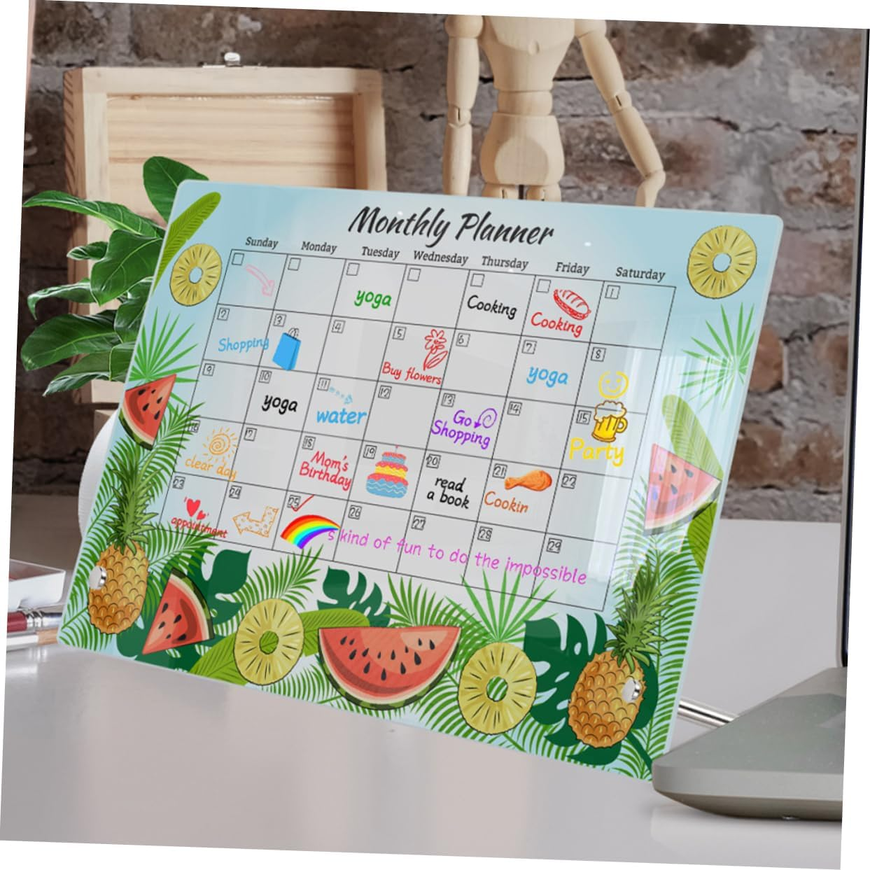 PLAFOPE Home Acrylic Message Board School Acrylic Note Board Dry Erase Eraser Duster Magnetic Erasable Note image number 4