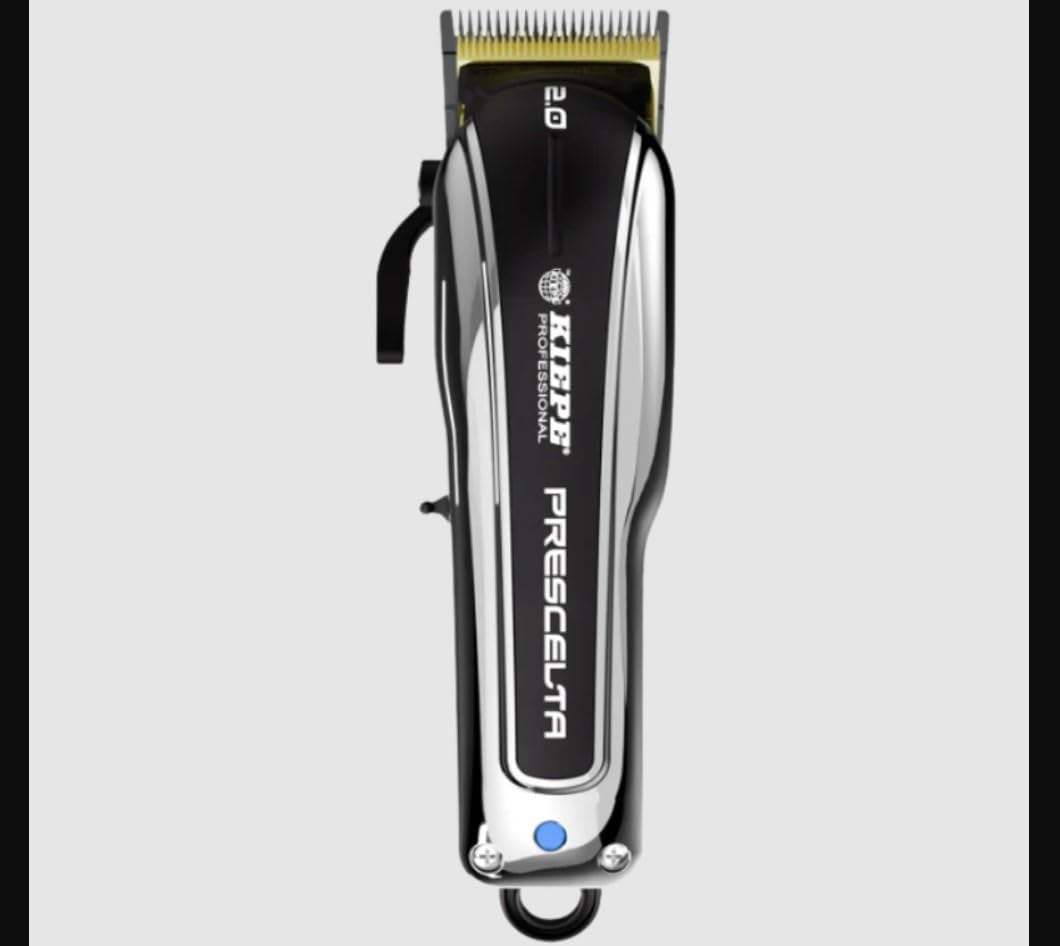 Kiepe Professional Prescelta 3.0 Hair Clipper - Corded/Cordless Rechargeable Trimmer with 7200 RPM DC Motor, DLC Steel Blades, Skin Protection, Lithium Battery, Charging Base - 7W