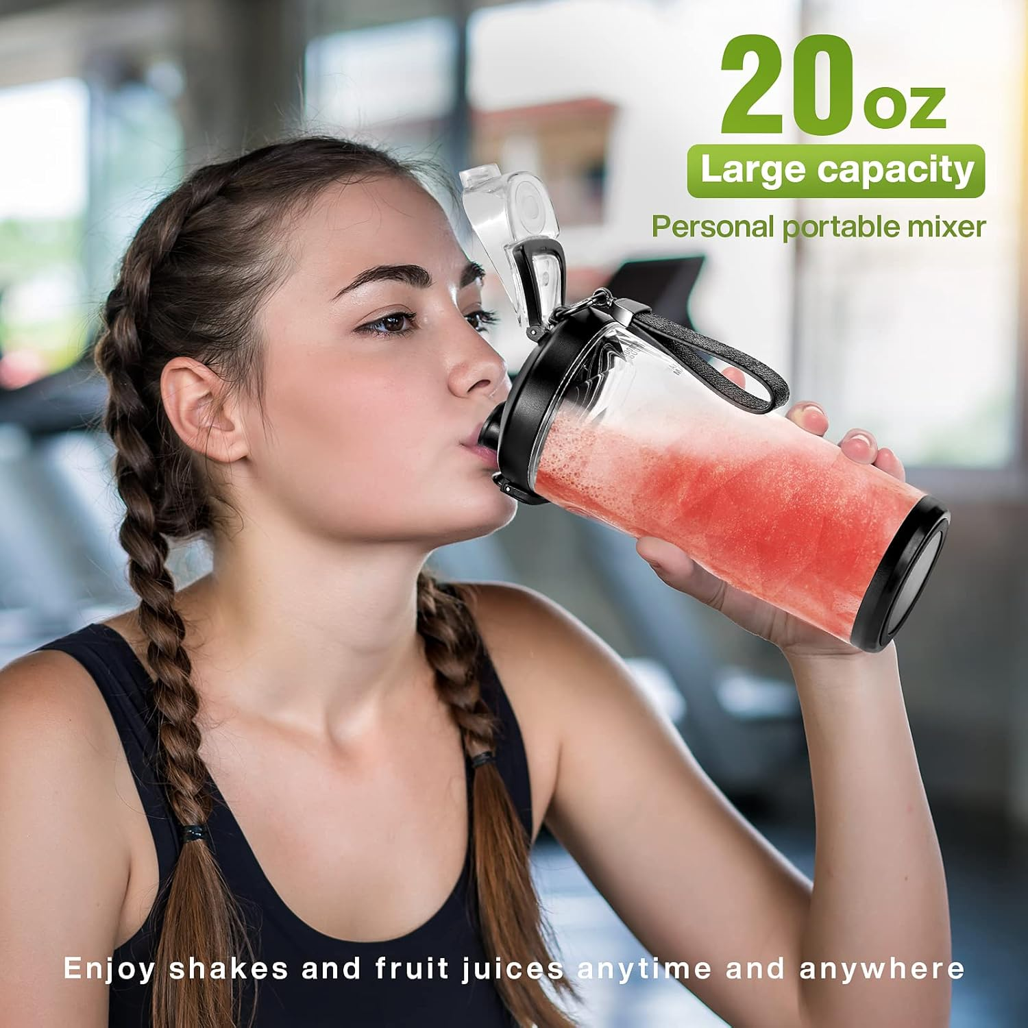 Doublecare 600Ml Portable Blender, Electric USB Juicer Blender,Mini Blender for Smoothies and Shakes, Juice, Six Blades Great for Mixing,White Deep Black image number 1