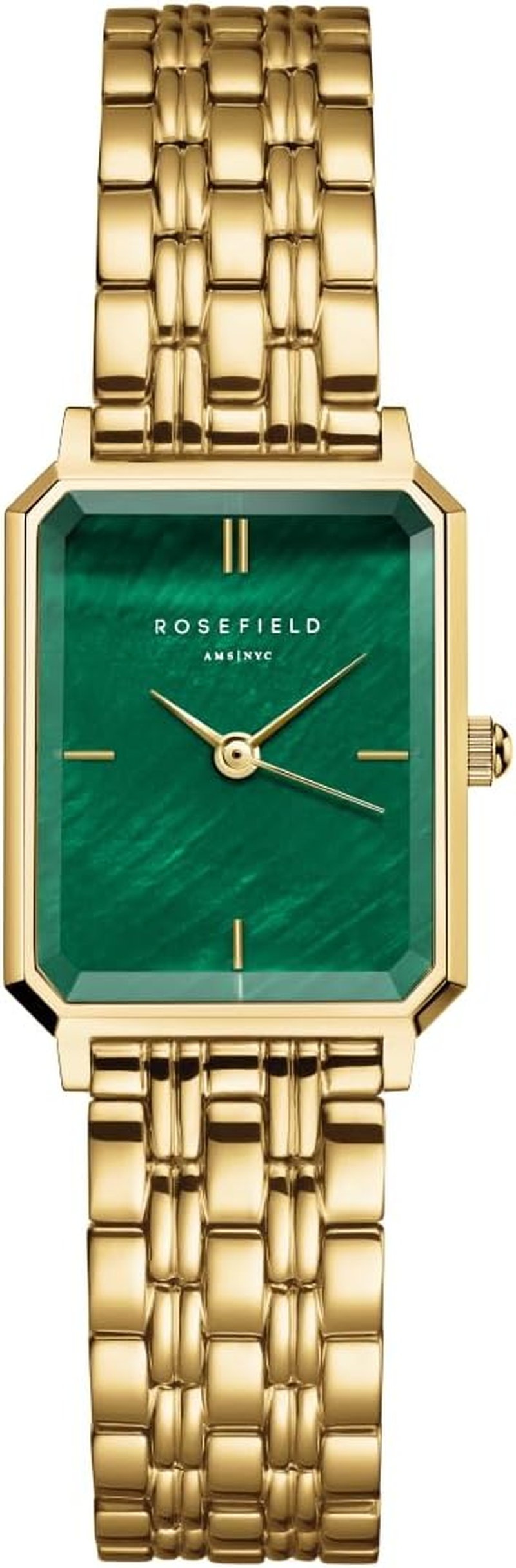 Rosefield Women'S Octagon XS Emerald MOP Dial Steel Gold-Tone Case and Bracelet OEGSG-O79 Dress Watch, Emerald Green/Gold, 19.5X24Mm image number 1