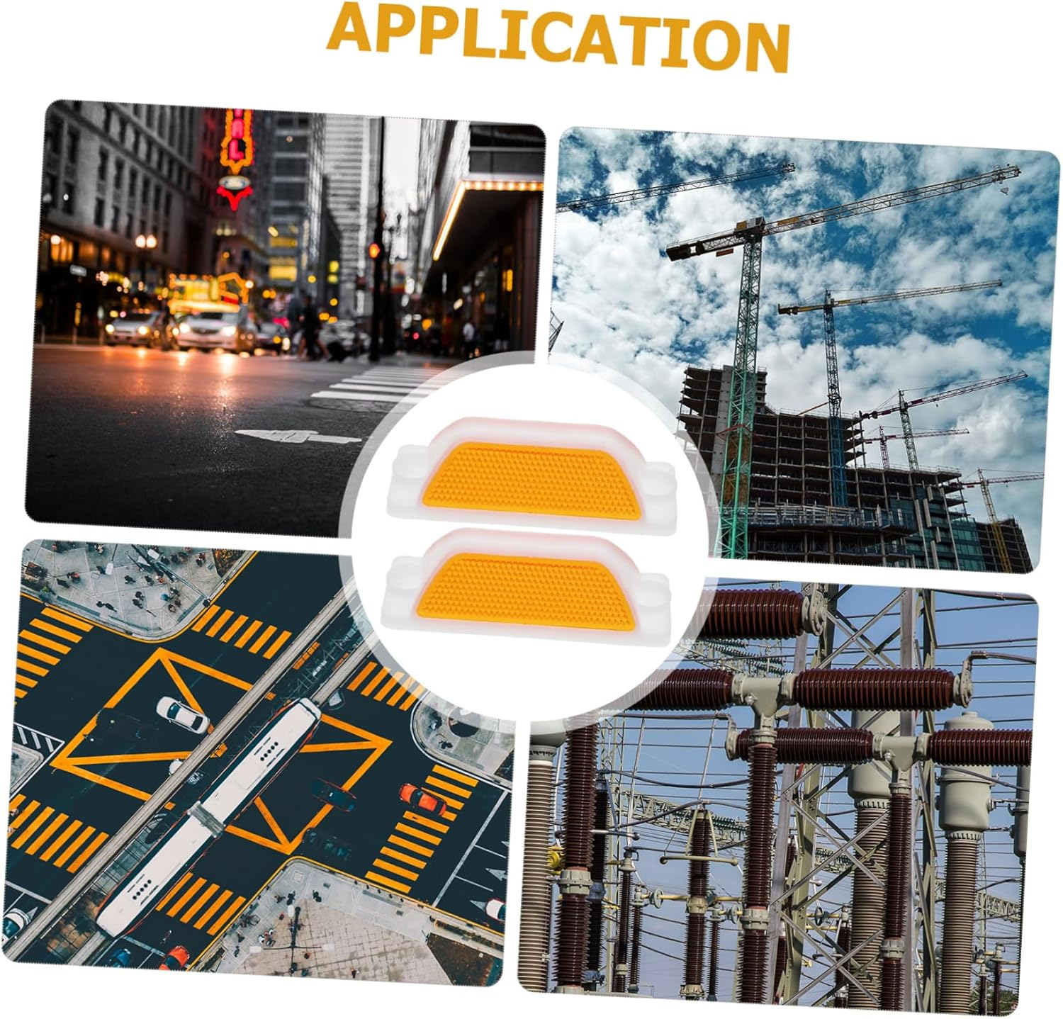 2Pcs Yellow Double-Strip Rectangular Road Reflectors 11.5X40Mm Reflective Delineators for Guardrail and Driveway Highways Pavement Markers