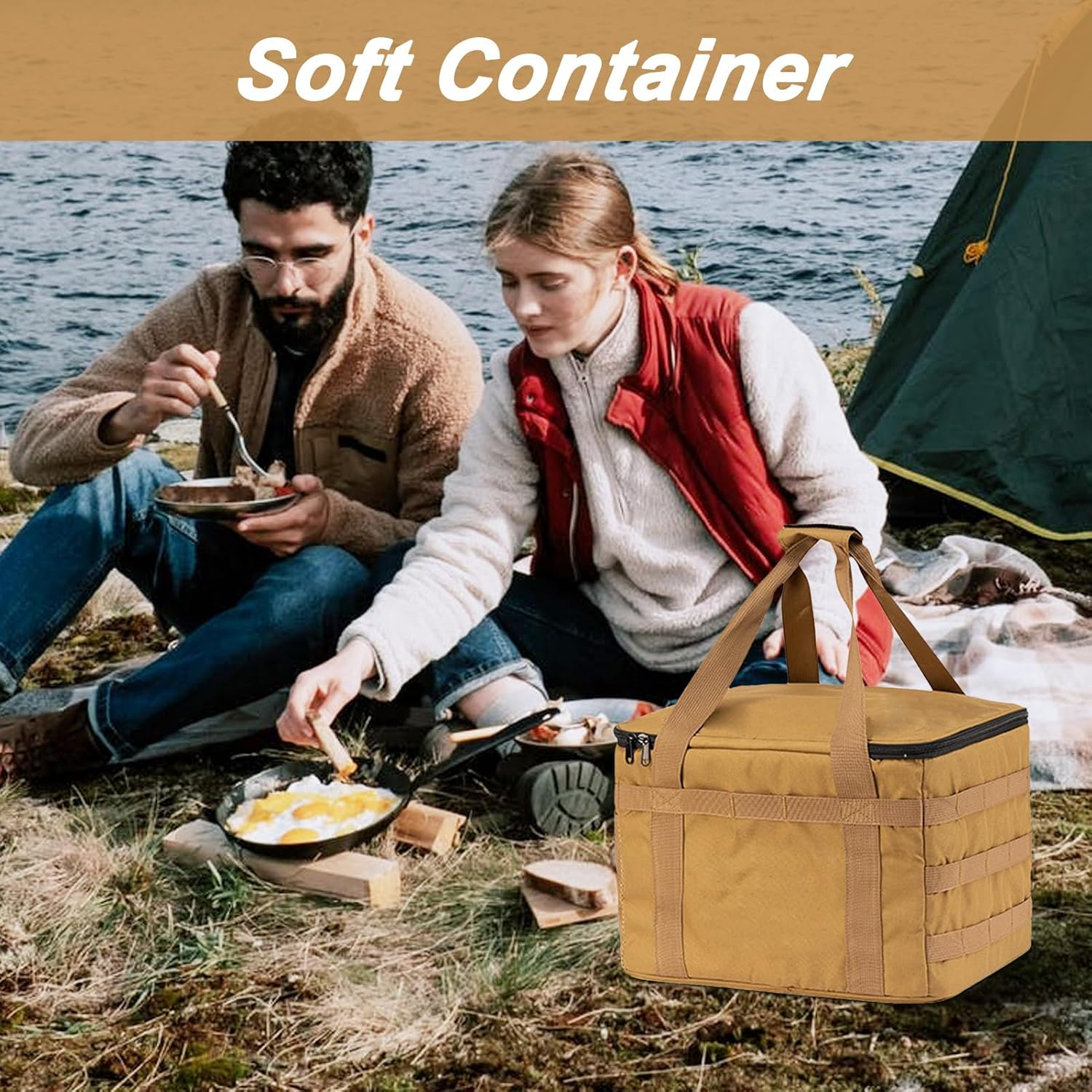 Yanzisura Camping Tote - Camping Storage Box - 20L Heavy-Duty Waterproof Container Cube Organizer Bin Ergonomic for Dorm College Travel Hiking Kayak image number 4