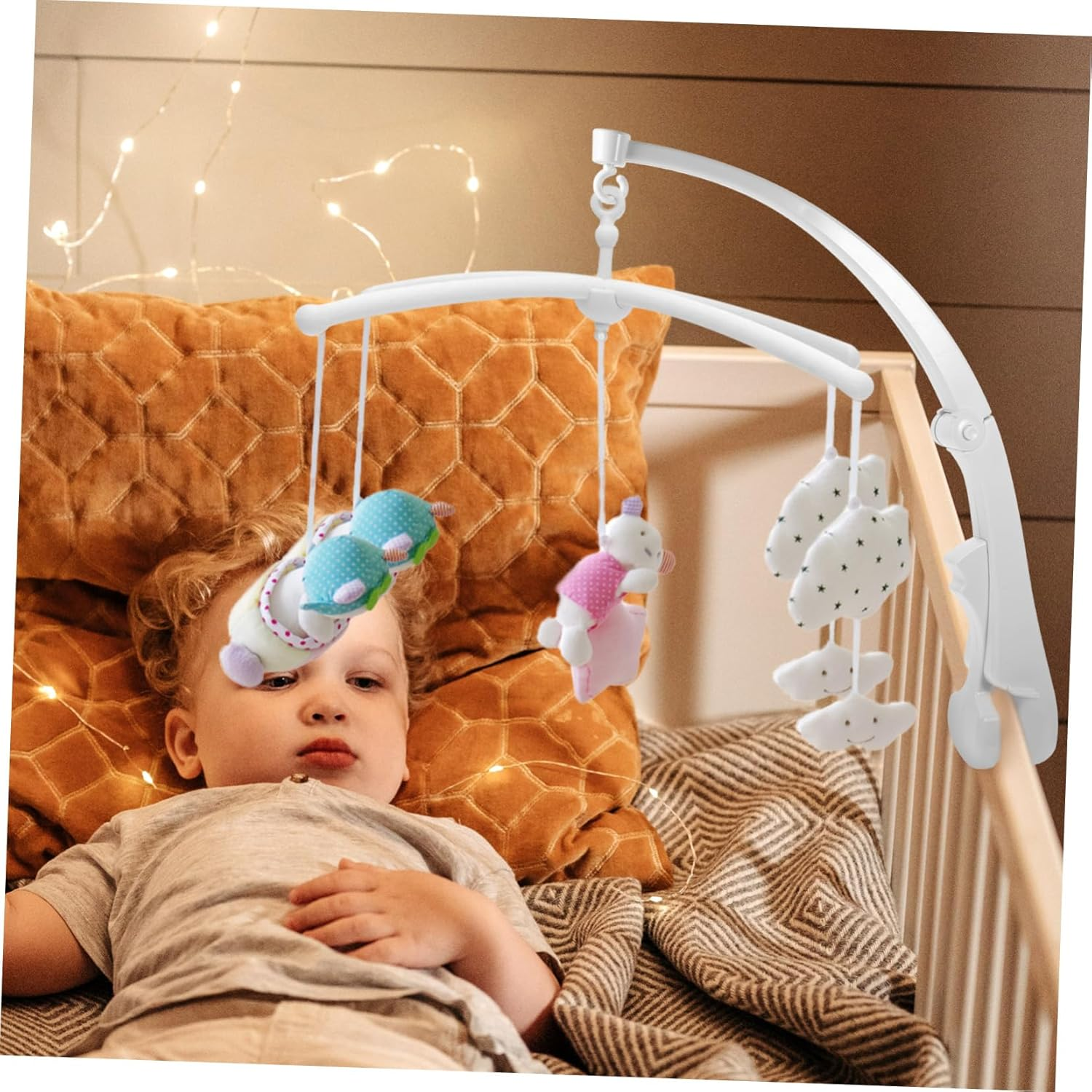 Bed Bell Bracket Crib Mobile Holder Support Wooden Material for Decor Rotatable Design for Nursery Use image number 2