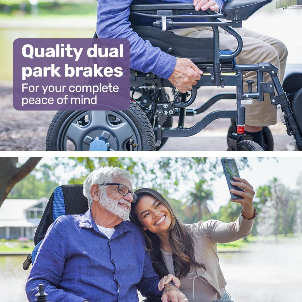 "Equipmed Power Electric Wheelchair, Wide Bariatric Chair, Comfortable for S-XL, Long Range, Recline Adjustment, Lithium Battery, 16"" Wheels, Headrest, Folding" image number 4