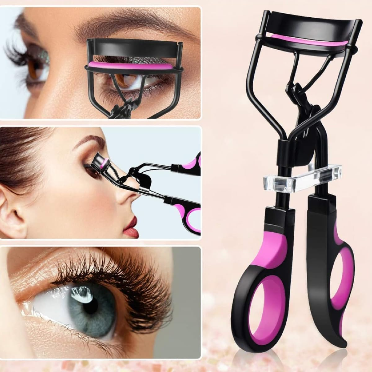 Hoite Eyelash Curler, Eyebrow Brush Set for Women, Eyelash Curler Set with 8 Extra Replacement Refill Pads, Eyelash Applicator, Makeup Tool (Purple Black) image number 6