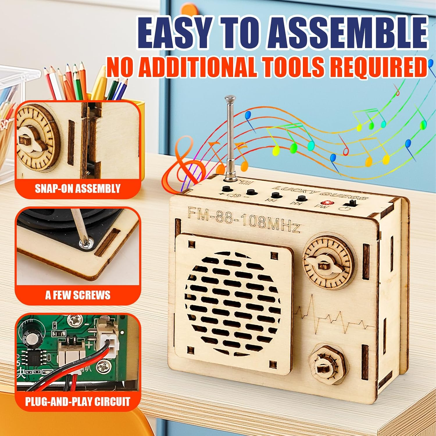 STEM Projects for Kids & Adults, FM 88-108 Mhz Radio Toy Set, DIY Science Experiment Electronics Kit, Beginner'S Starter Set, Idea Gifts for Teenage Boy Girl image number 6