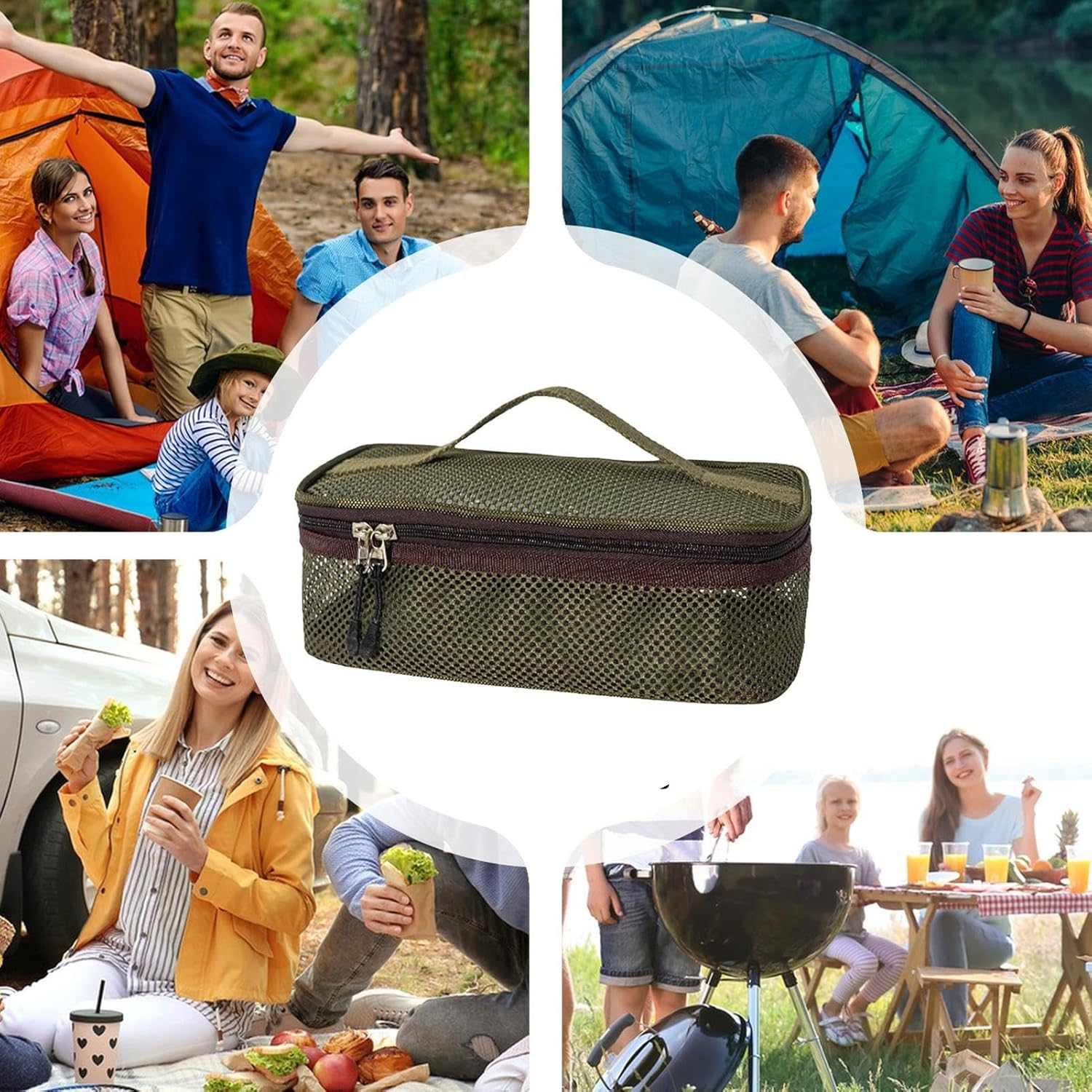Camping Cookware Bag - Road Trip Portable Cookware Pouch | Large Mesh Portable Camp Utensil Bag for Picnic Barbecue Traveling Adventure Vacation Beach Climbing image number 4