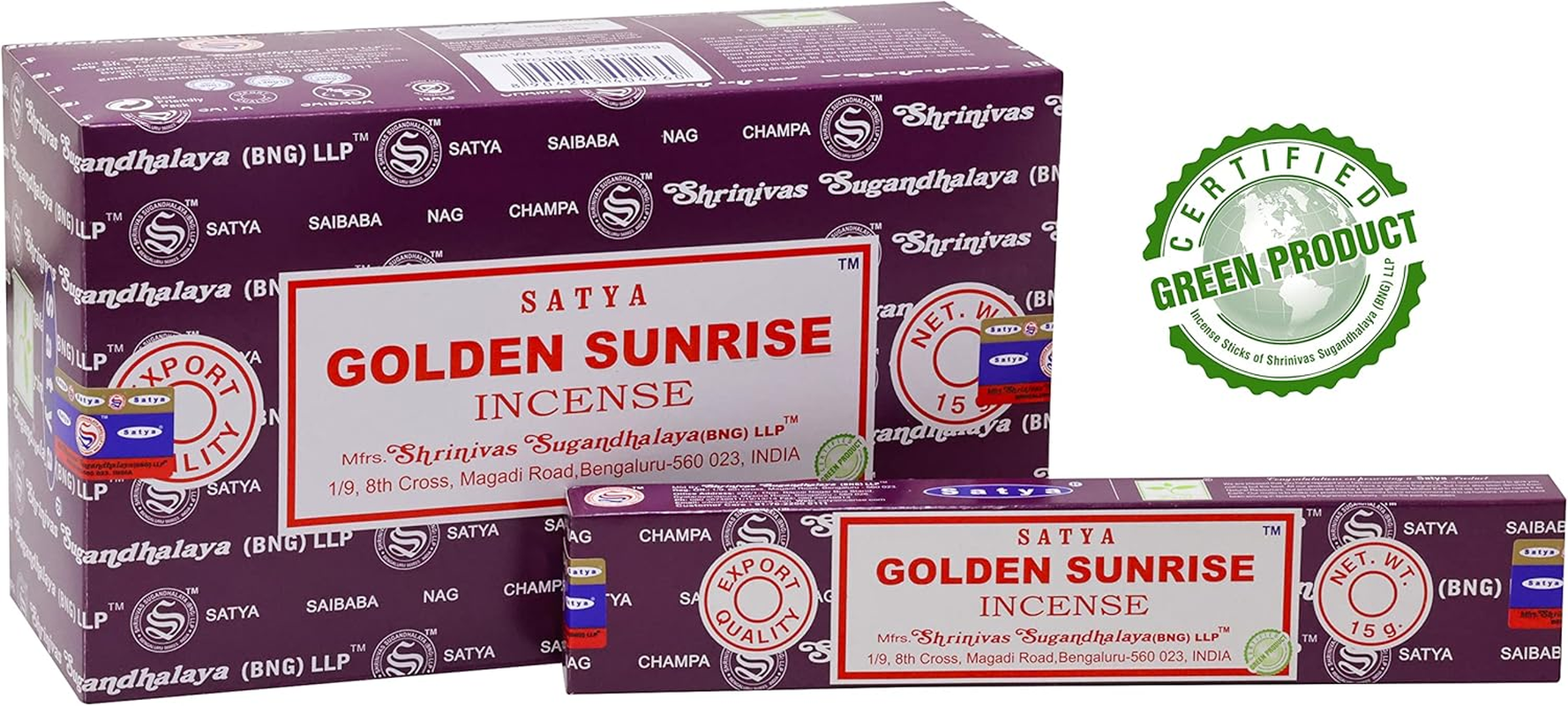 EARTH Satya Golden Sunrise Incense Sticks 15 GMS (Pack of 12) (Green Certified) Indian Perfumed Hand Rolled Agarbatti Perfect for Worship,Relaxation, Medication. image number 4