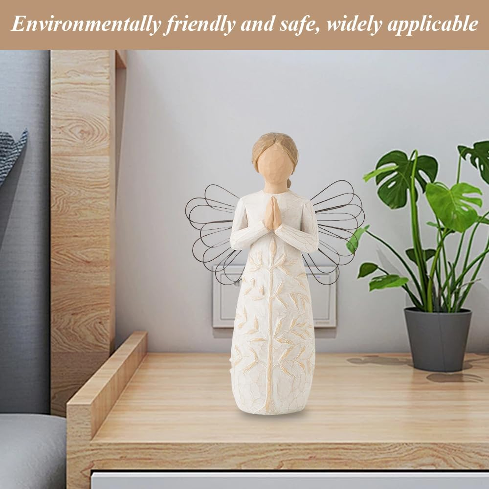 Angel Hugging Christmas Ornament, Willow Tree Friendship, Sculpted Hand Painted Figure, Home Decor for Men Women, Praying for Luck and Happiness (1, Worship) image number 2