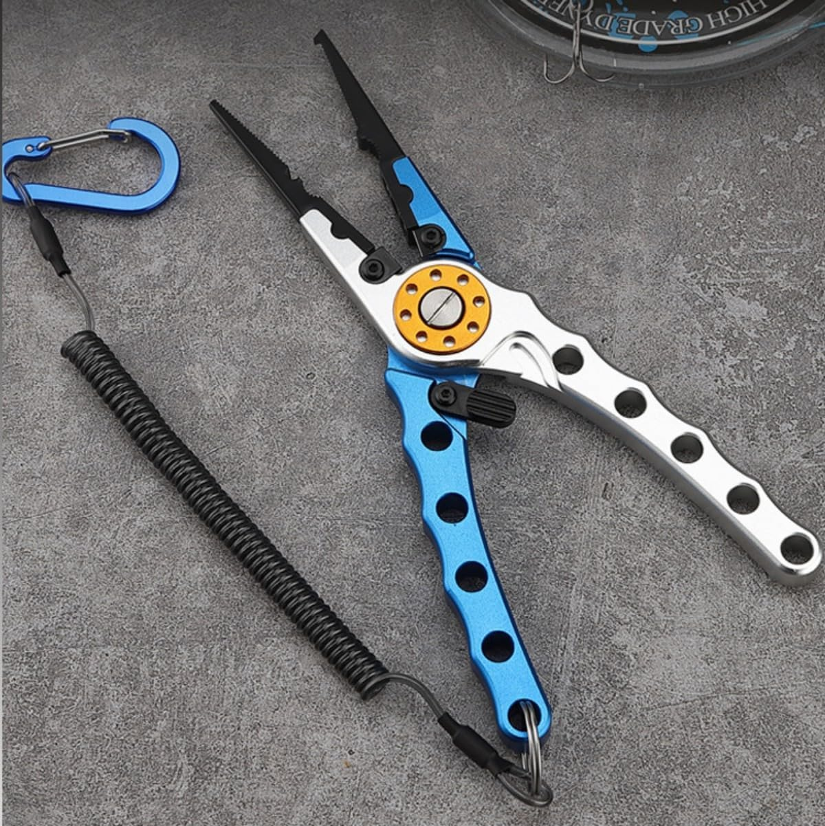 YAOYAOLING Stainless Fishing Pliers,Needle Nose Fishing Pliers,Braided Fishing Line Cutting and Split Ring with Coiled Lanyard and Sheath image number 1