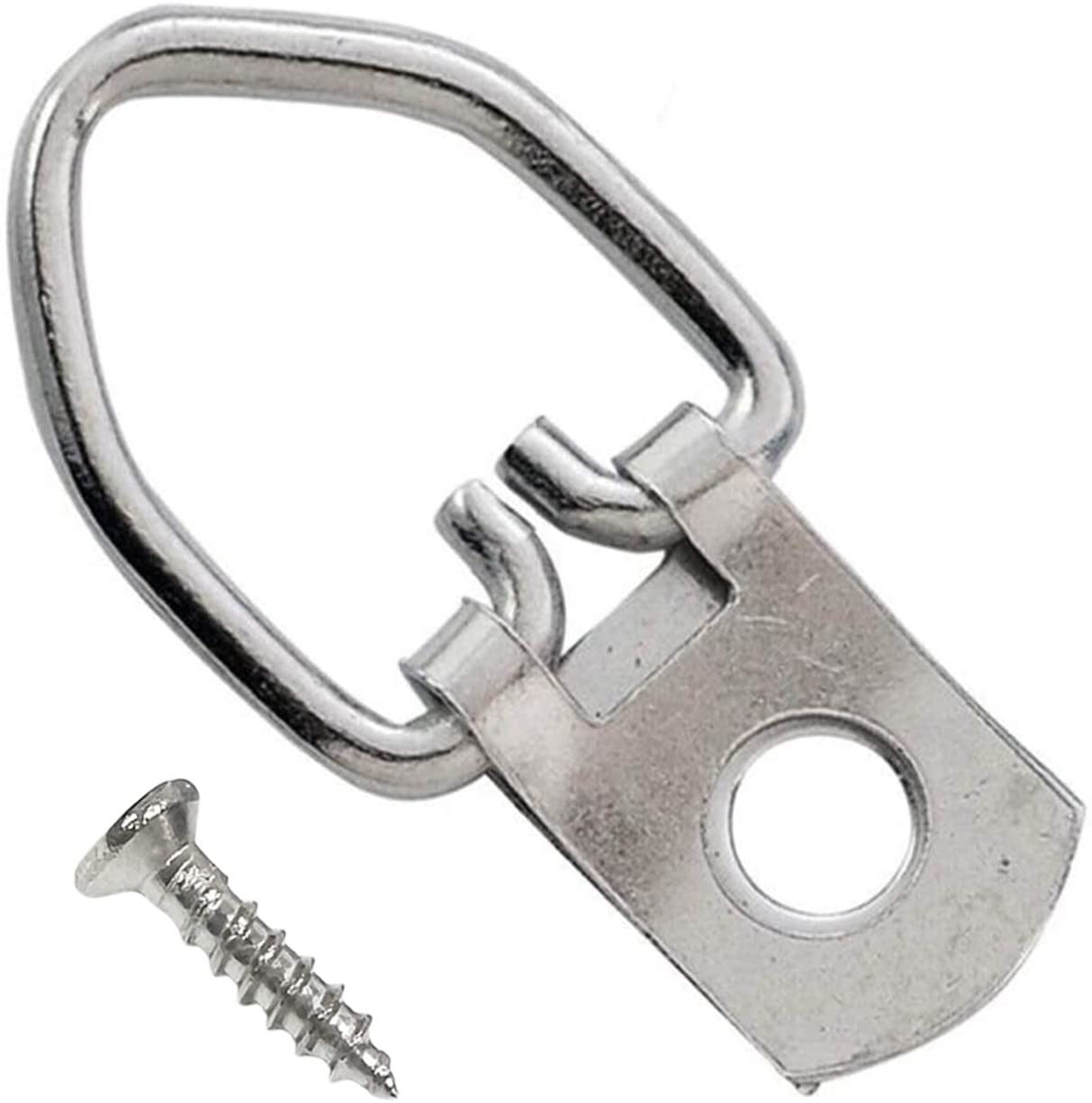 50 Pack Heavy Duty Steel D-Ring Picture Hangers with Screws for Hanging Clock Paintings Artwork Picture Frame Hook Photo Mirrors - Pro Quality Double Hole D-Rings image number 3