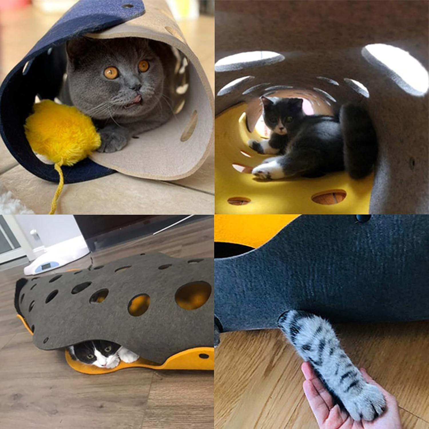 LASIEYO 2 Pcs DIY Cat Tunnels Toy Durable Pet Toys Play Tunnel Detachable Washable Felt Cat Litter Pet Supplies image number 5