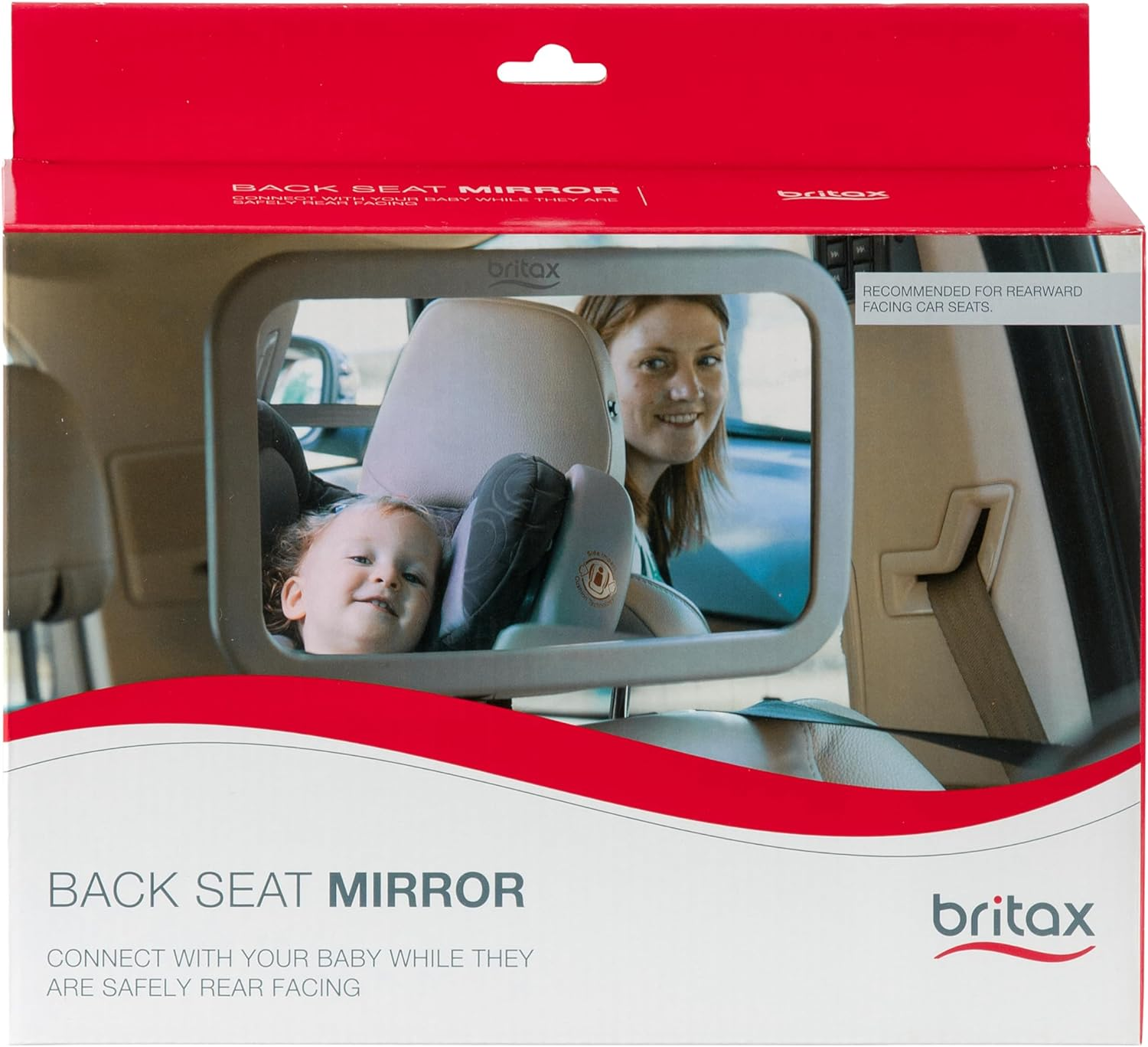 Britax Back Seat Mirror, Shatter-Proof, Extra Large Mirror with Adjustable Attachment Straps, View Rear Facing Baby (39571) image number 4