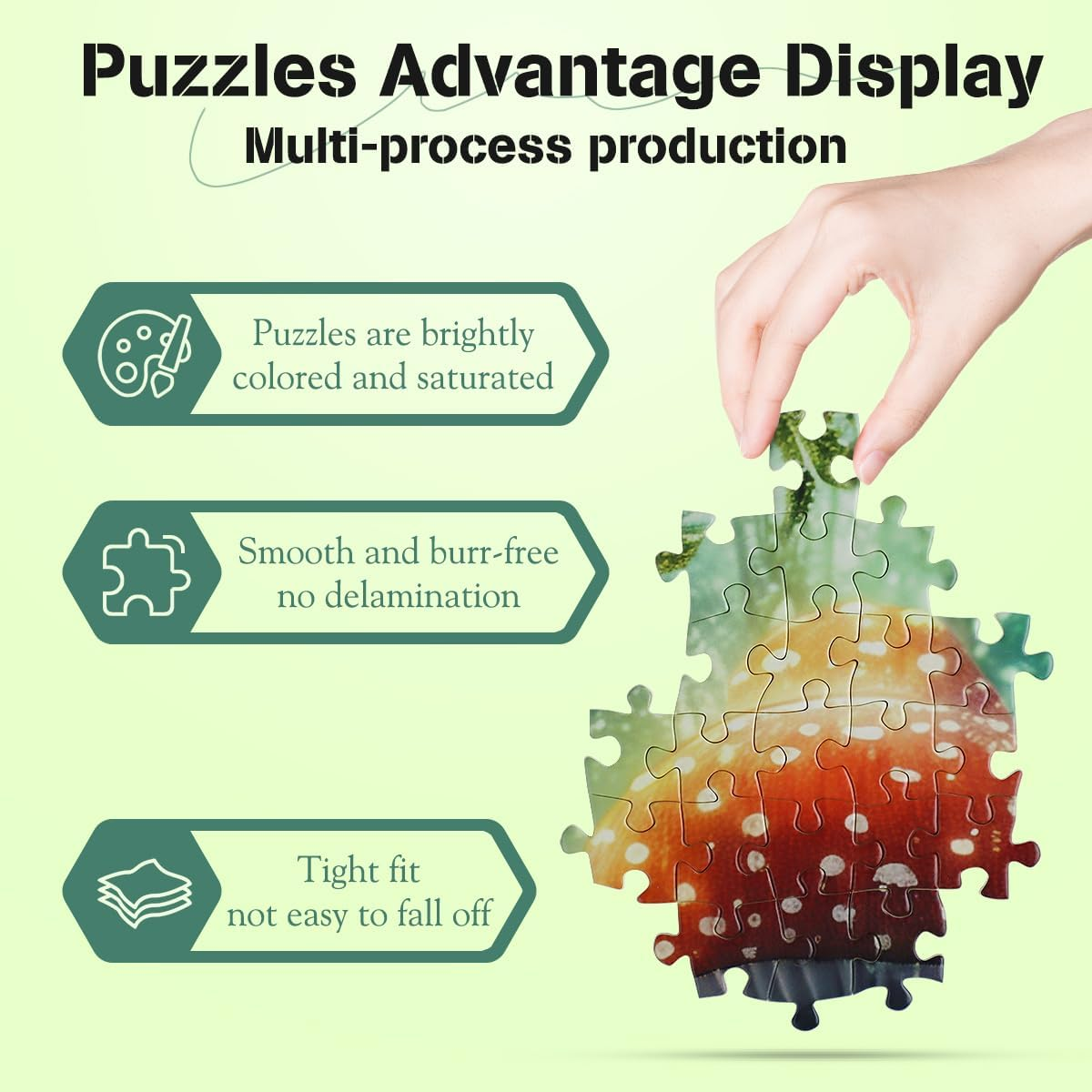 MISITU 1000 Pieces Jigsaw Puzzles for Adults Mushroom House Village Picnic Impossible Hard Difficult Challenging Teens Jigsaw Puzzle 70 X 50 Cm with Reference Poster