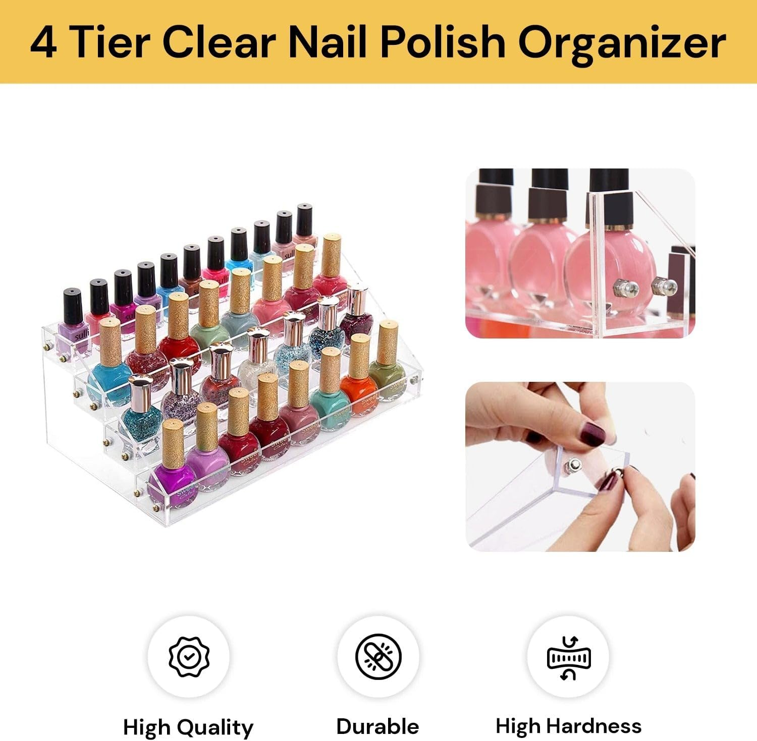 EZONEDEAL Clear Nail Polish Organizers and Storage,4 Layer Multifunctional Ladder Sunglasses Holder and Sunglass Display Rack Tabletop Stand image number 6